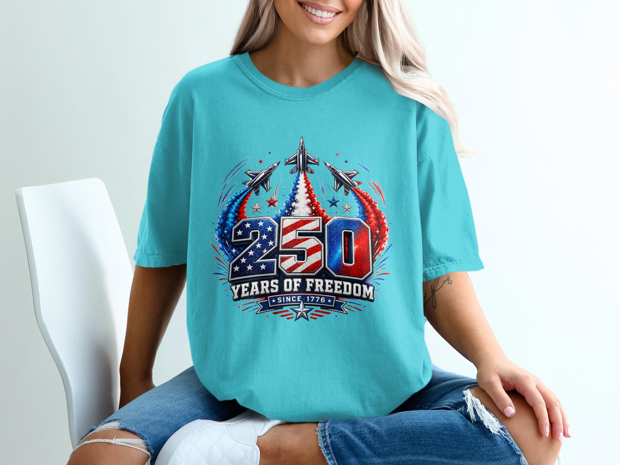 250 Years of Freedom T-Shirt | Patriotic US Independence Day Since 1776 Tee | Military Veteran American History Gift - Image 9