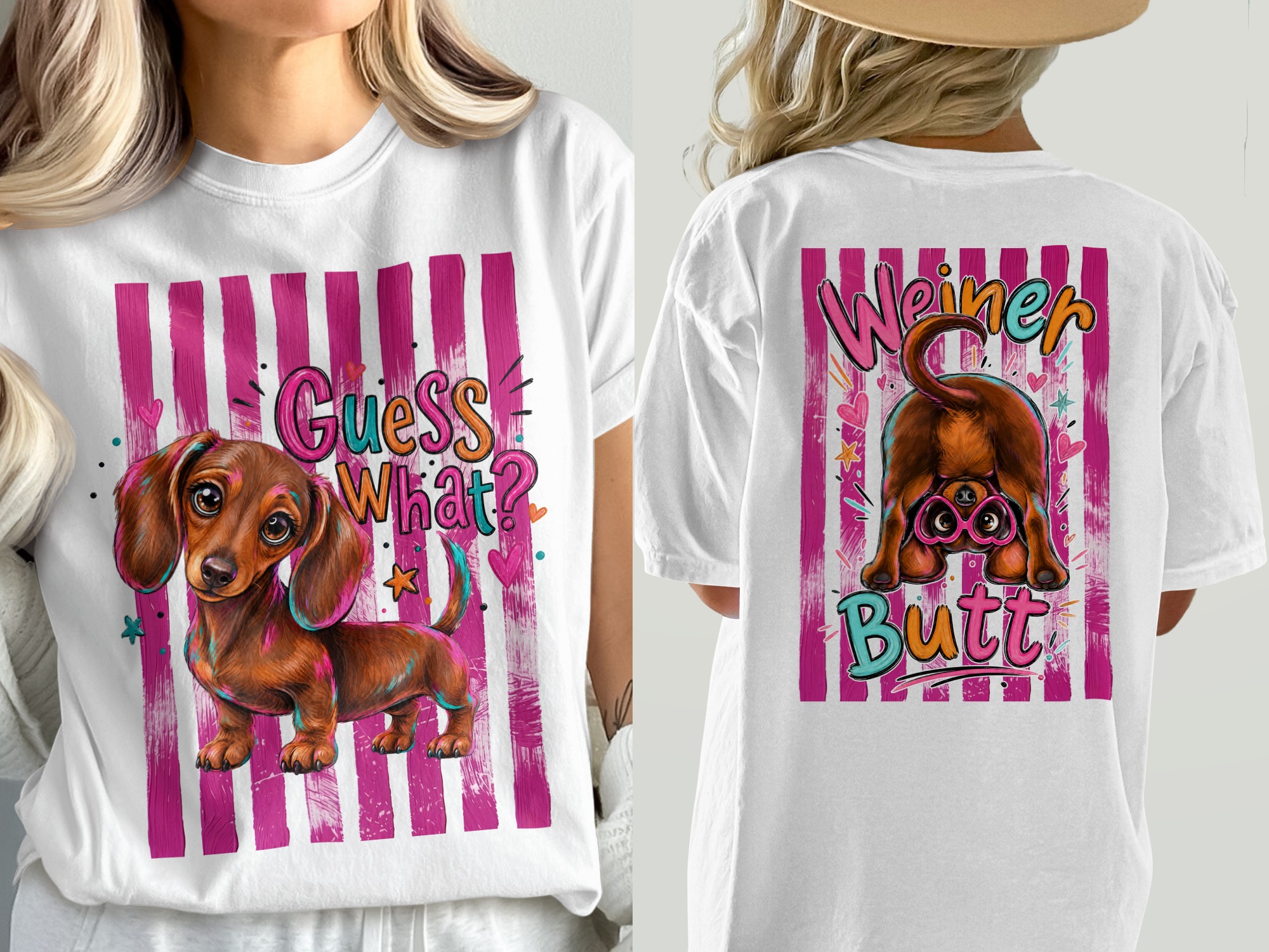 Dachshund T-Shirt, Comfort Colors ® Wiener Dog Shirt, Guess What Colorful Puppy Tee, Cute Dog Mom Gift, Vibrant Pet Lover Apparel, Playful