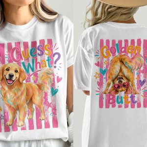 Golden Retriever T-Shirt Comfort Colors 1717® | Funny Dog Tee, Golden Butt Shirt, Dog Mom Gift, Front and Back Design, Pet Lover Apparel