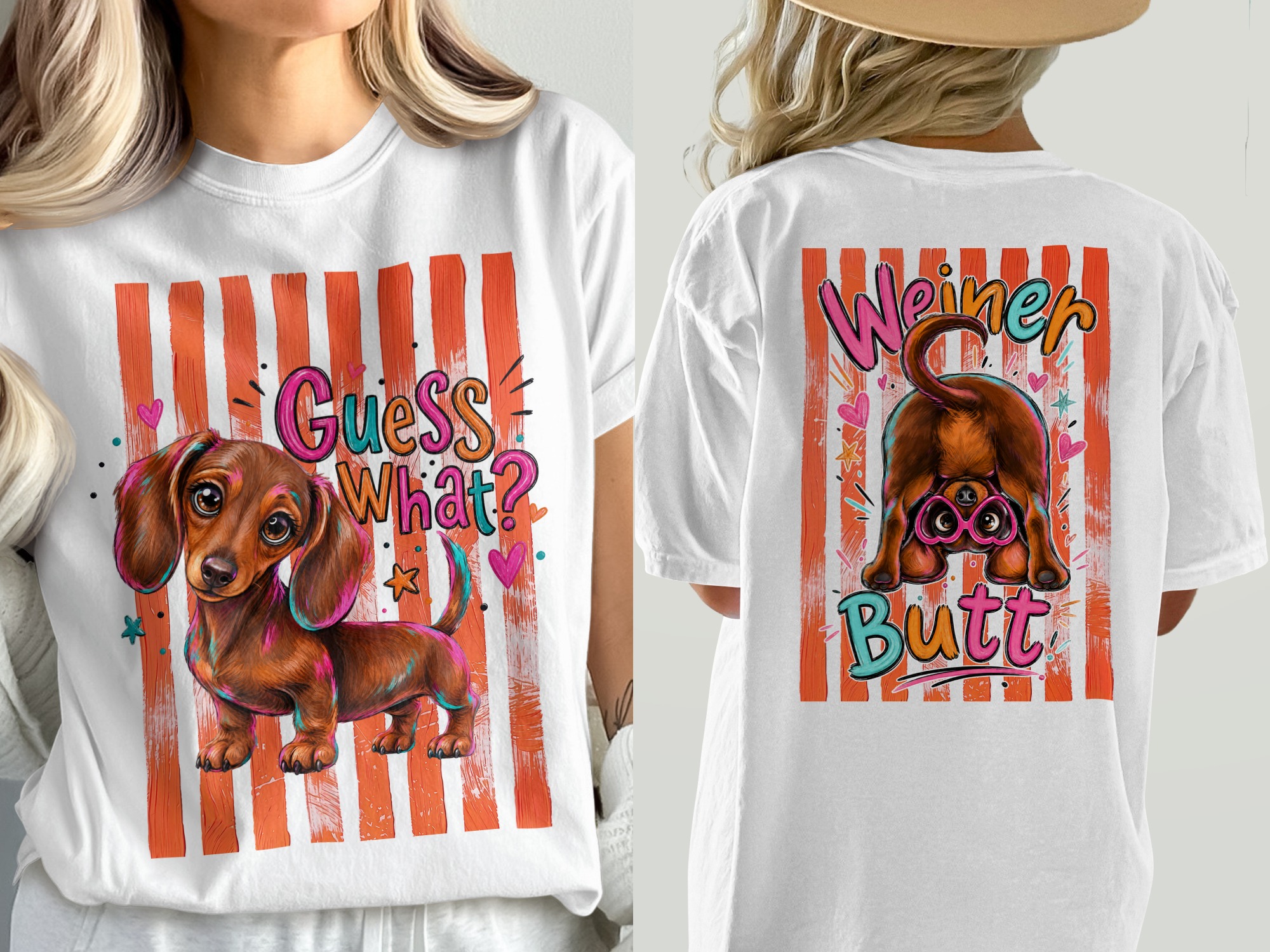 Playful Dachshund Comfort Colors ® T-Shirt, Cute Weenie Dog Graphic Tee with 'Guess What?' Design, Funny Dog Mom Gift, Pet Lover Apparel