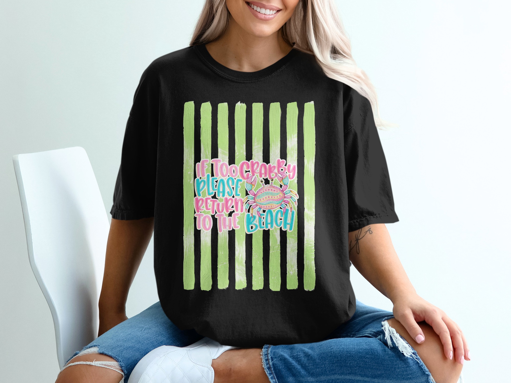 Comfort Colors® Crabby Beach T-Shirt, Funny Vacation Tee, Coastal Life Shirt, Summer Beach Trip Gift, Humorous Crab Graphic Tee for Her - Image 6