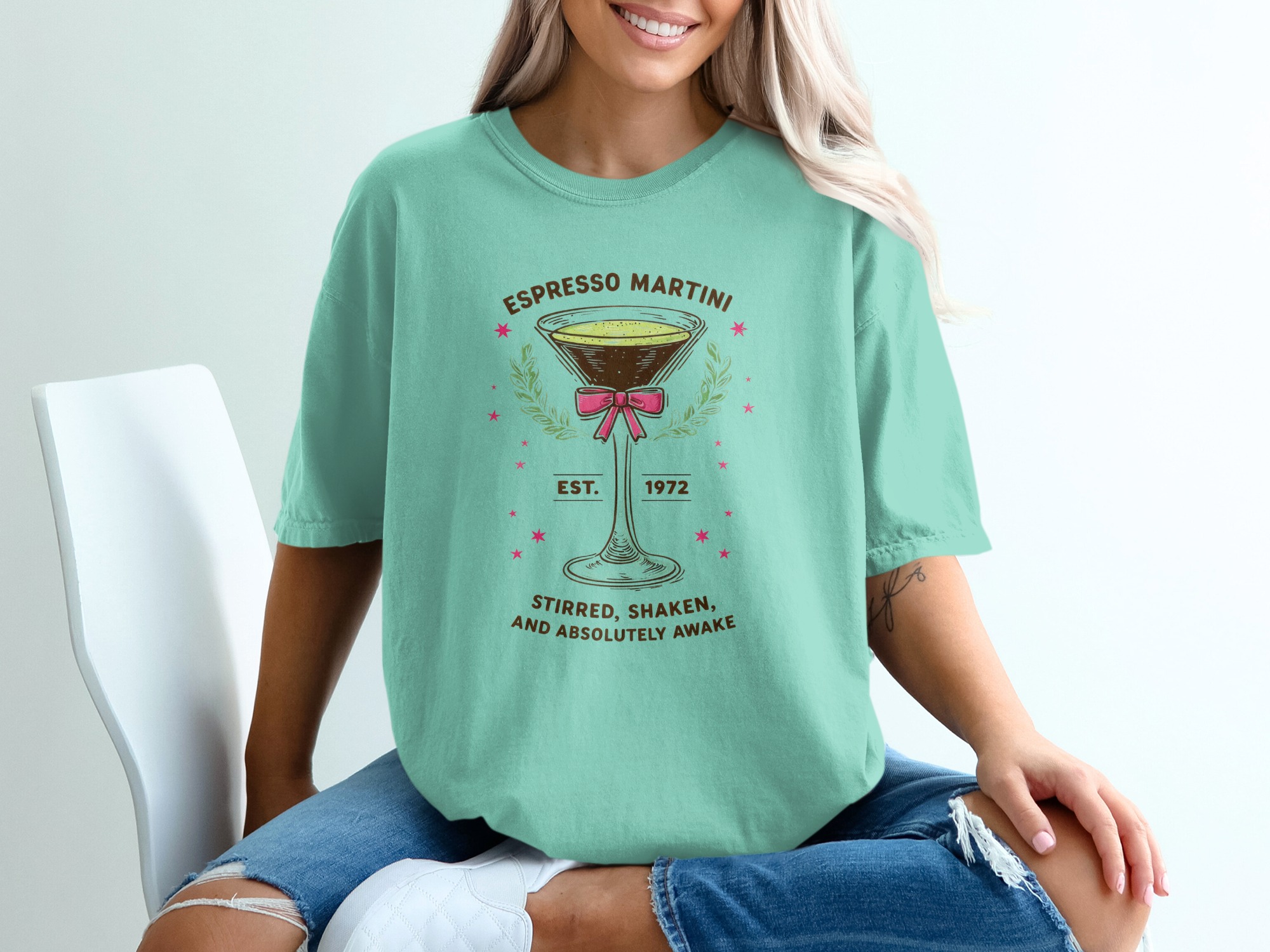 Comfort Colors® Espresso Martini T-Shirt, Retro Cocktail Lover Tee, Est 1972 Drink Shirt, Stirred Shaken Absolutely Awake Coffee Martini - Image 10