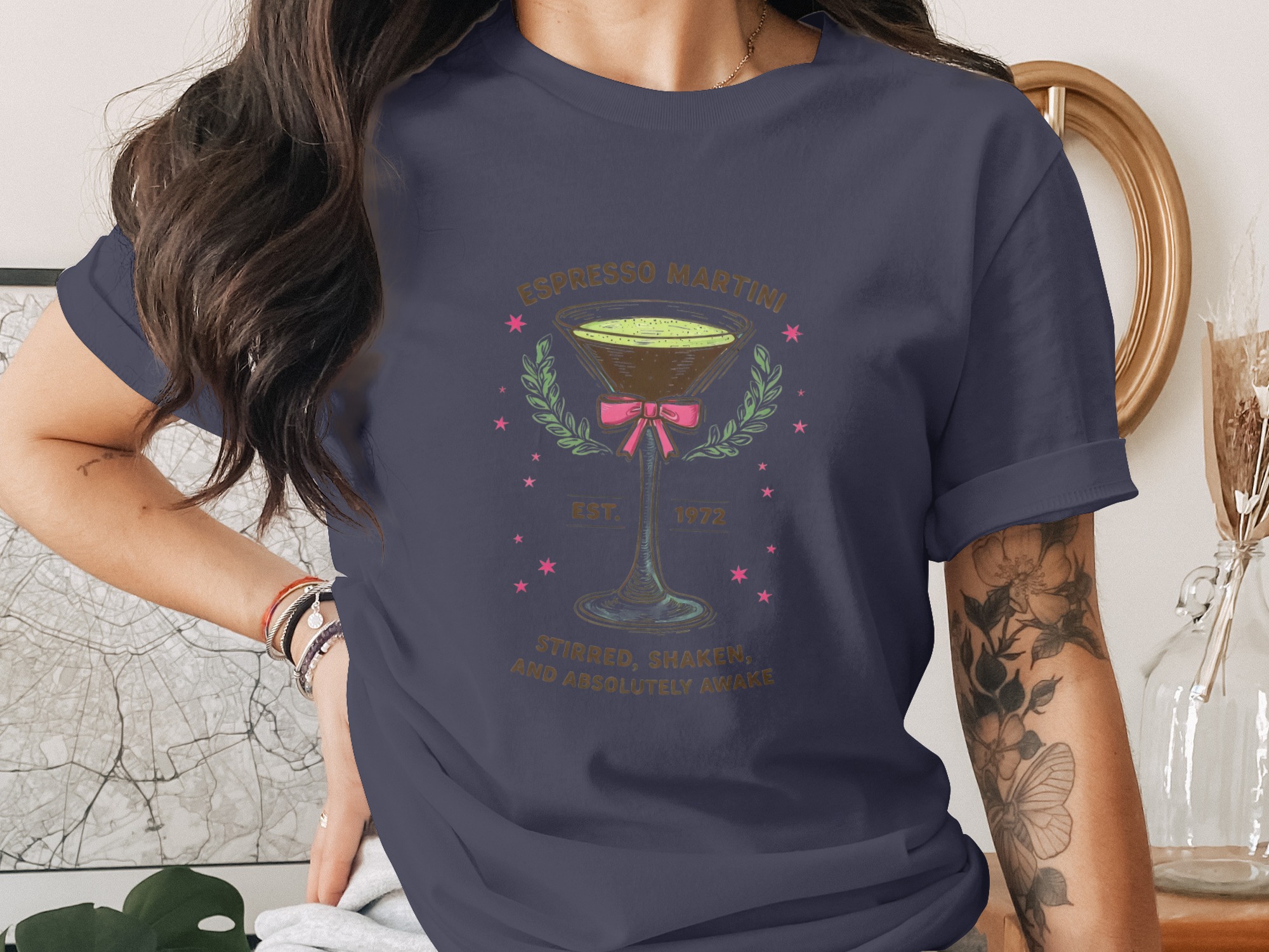 Comfort Colors® Espresso Martini T-Shirt, Retro Cocktail Lover Tee, Est 1972 Drink Shirt, Stirred Shaken Absolutely Awake Coffee Martini - Image 3
