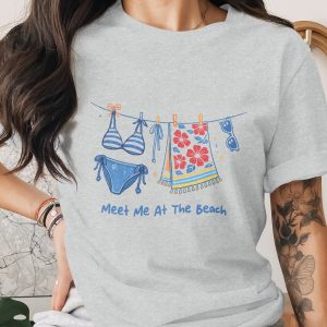 Meet Me At The Beach T-Shirt, Summer Vacation Tee, Coastal Graphic Apparel, Beach Lover Gift for Her, Relaxed Holiday Trip Shirt