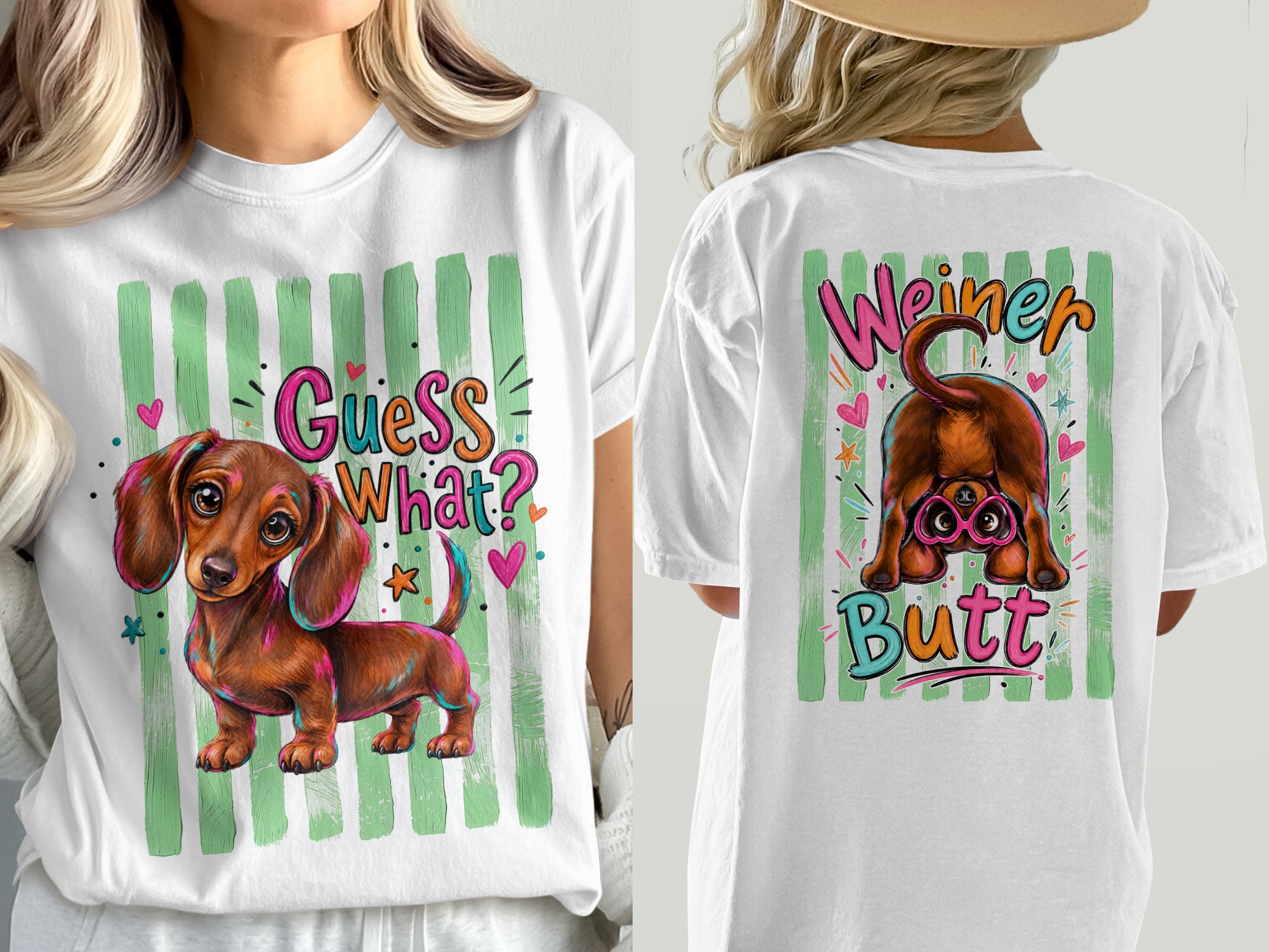Cute Dachshund T-Shirt Comfort Colors ®, Funny Wiener Dog Tee, 'Guess What' Dog Mom Gift, Adorable Puppy Graphic Tee