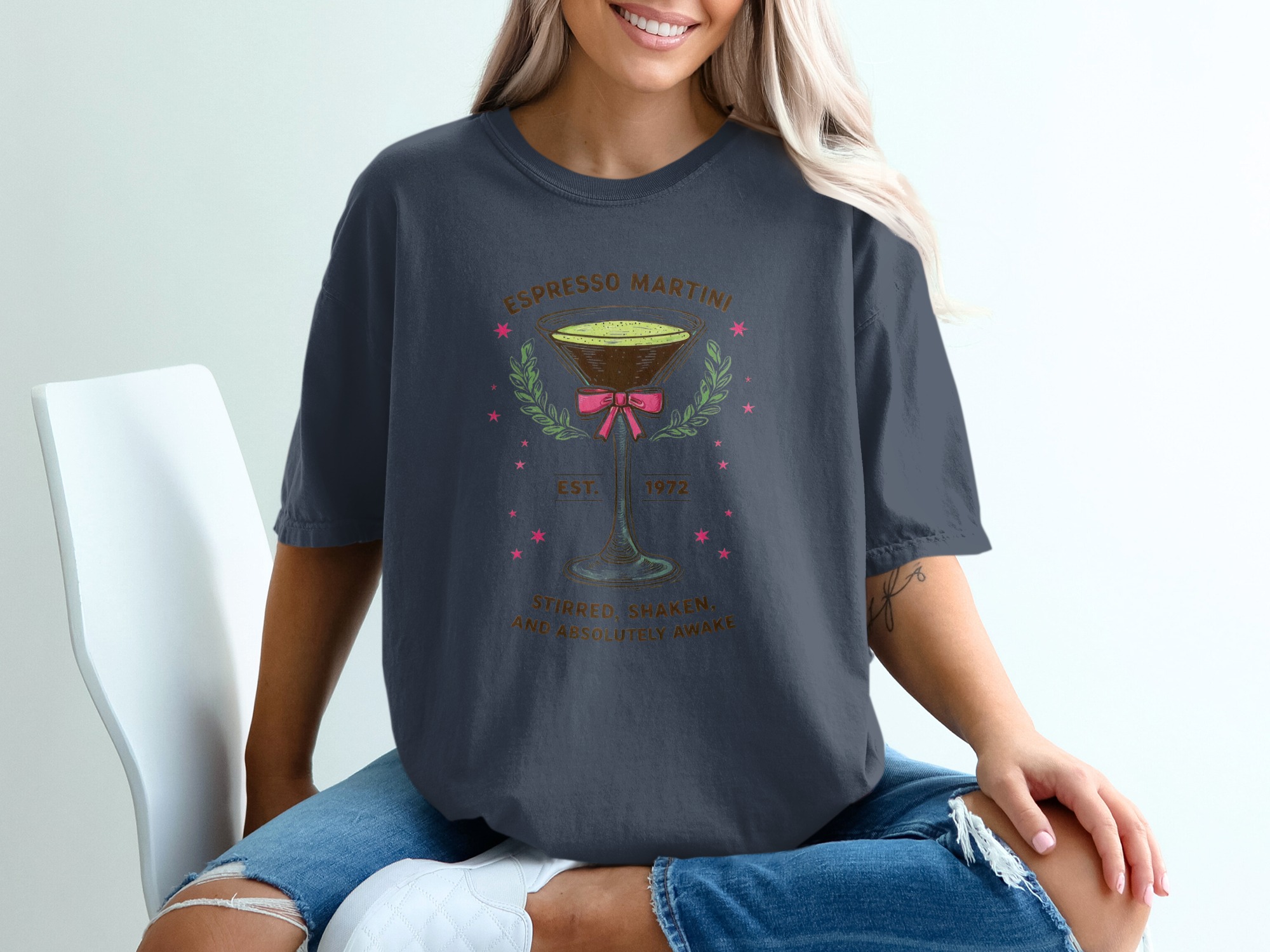Comfort Colors® Espresso Martini T-Shirt, Retro Cocktail Lover Tee, Est 1972 Drink Shirt, Stirred Shaken Absolutely Awake Coffee Martini - Image 12