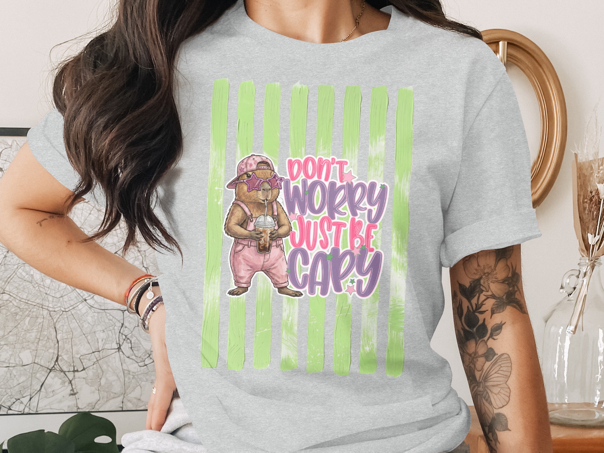 Comfort Colors® Capybara T-Shirt, Don't Worry Just Be Capy Tee, Cute Animal Lover Gift, Funny Meme Shirt, Trendy Aesthetic Top, Y2K Style - Image 2