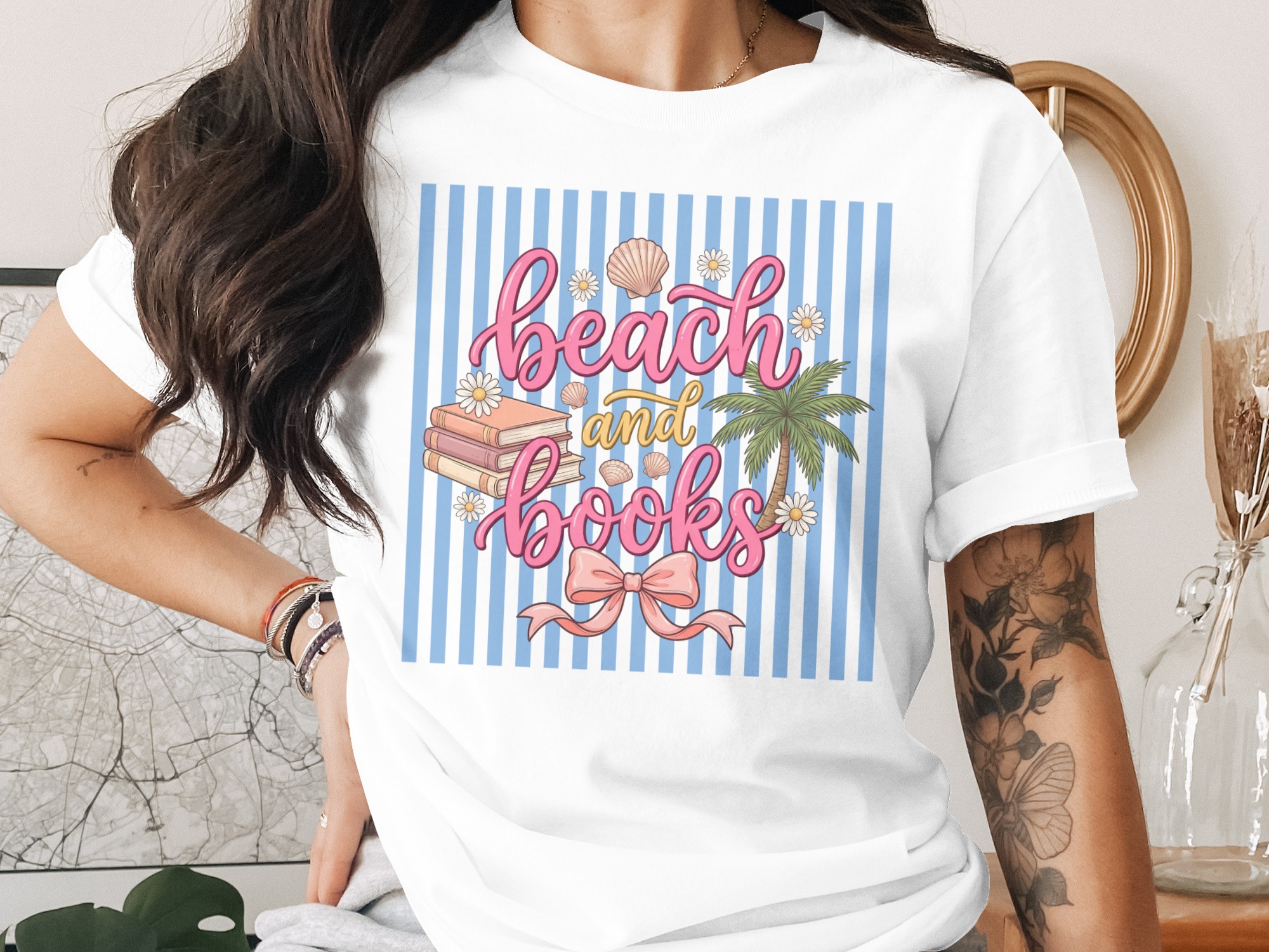 Beach and Books T-Shirt, Comfort Colors®, Book Lover Gift, Summer Reader Tee, Coastal Vacation Top, Bookworm Beachy Aesthetic Shirt
