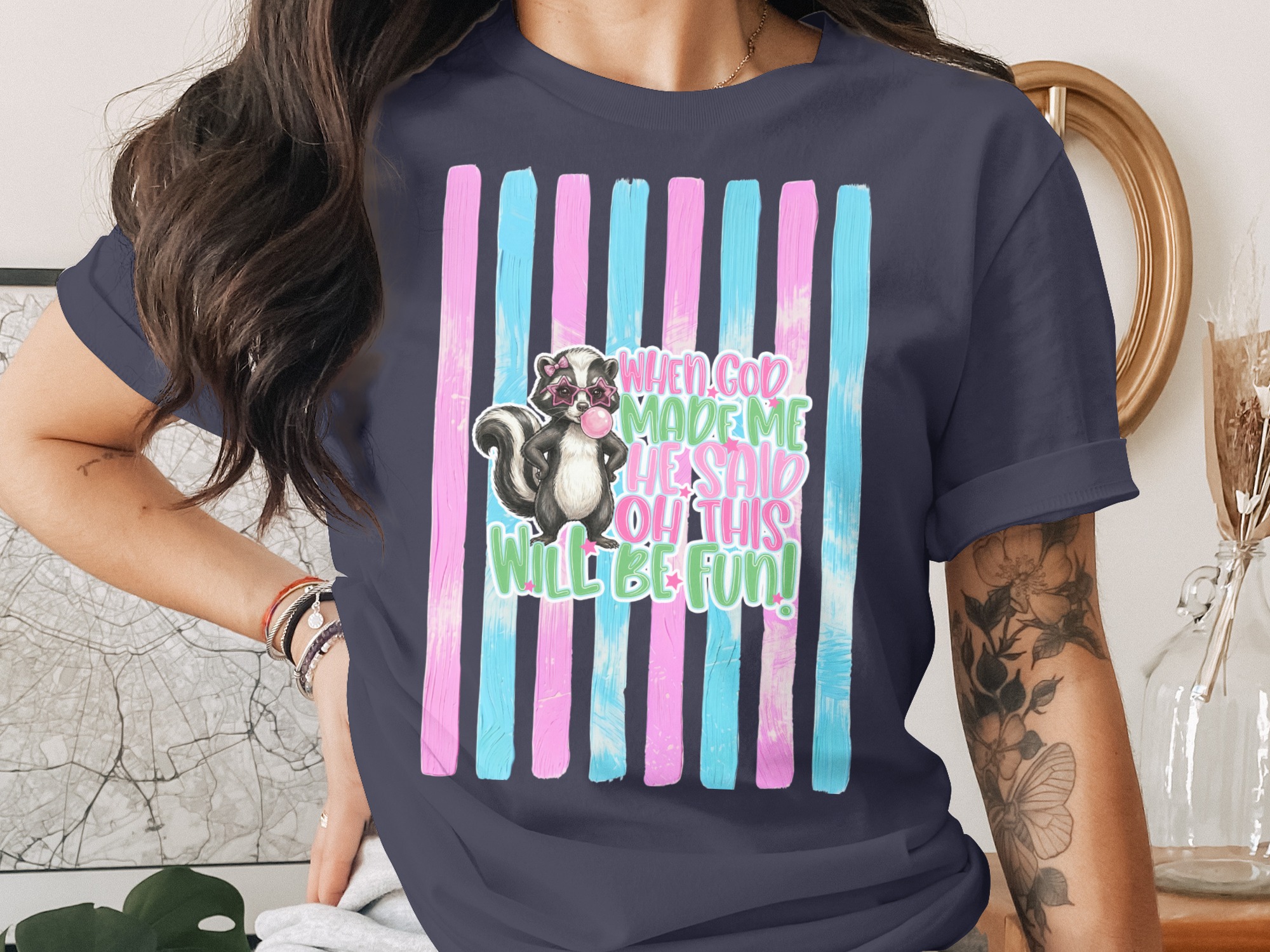 Comfort Colors ® Sassy Skunk T-Shirt, Funny Animal Quote Tee, Bubblegum Star Glasses, Cute Skunk Lover Gift, Whimsical Graphic Shirt - Image 3