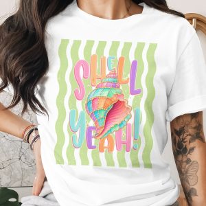 Comfort Colors® Shell Yeah T-Shirt, Colorful Seashell Tee, Summer Vacation Shirt, Funny Pun Beach Trip Gift, Coastal Lover Top