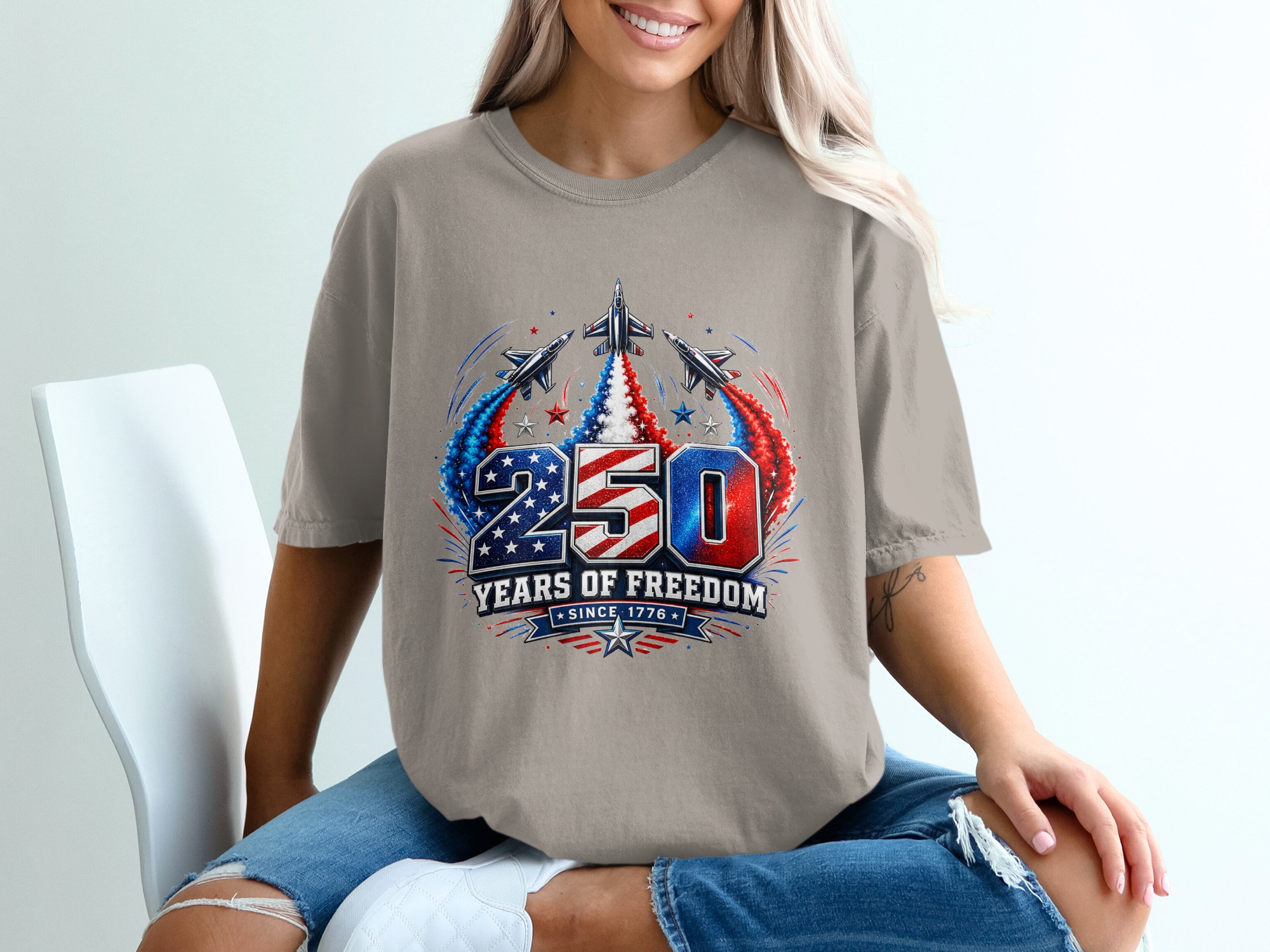250 Years of Freedom T-Shirt | Patriotic US Independence Day Since 1776 Tee | Military Veteran American History Gift - Image 11