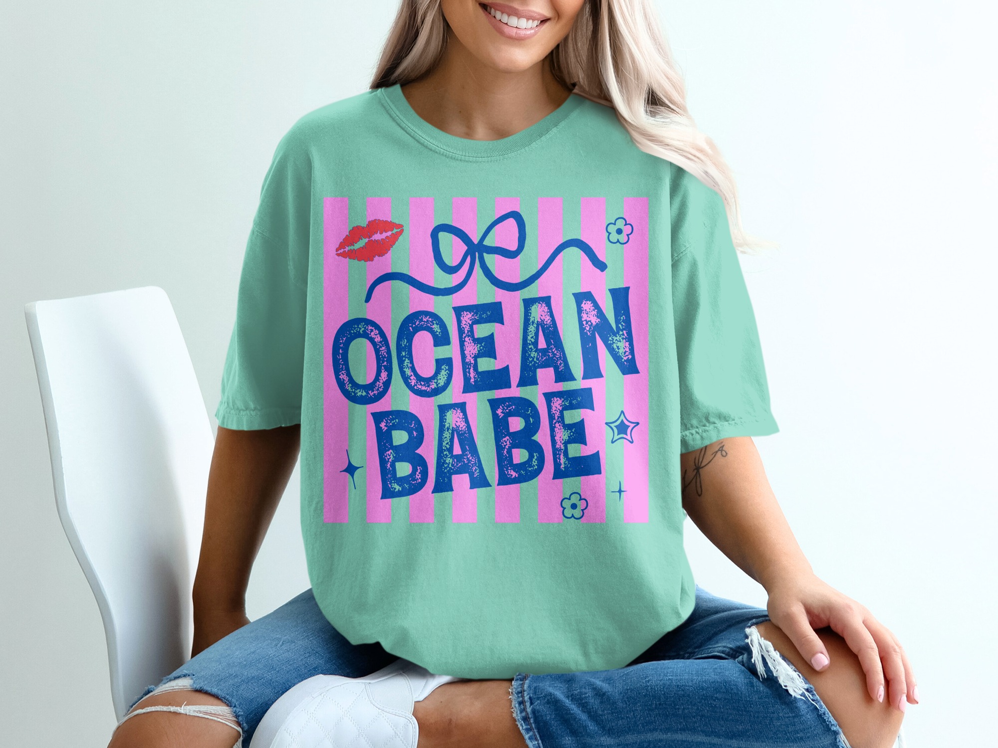 Ocean Babe T-Shirt, Y2K Beach Vacation Tee, Trendy Summer Shirt for Her, Coastal Aesthetic Top, Fun Bachelorette Trip Gift - Image 10