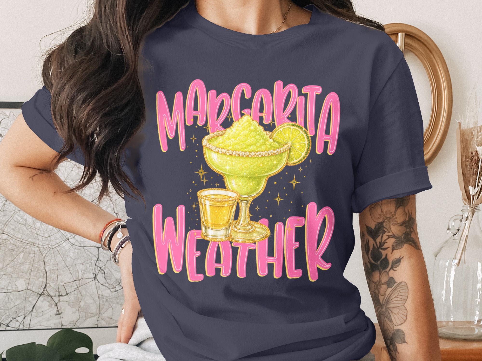Margarita Weather T-Shirt, Sparkling Cocktail Tee, Girls Trip Shirt, Summer Party Top, Bachelorette Party Gift for Her, Fun Vacation Apparel - Image 3