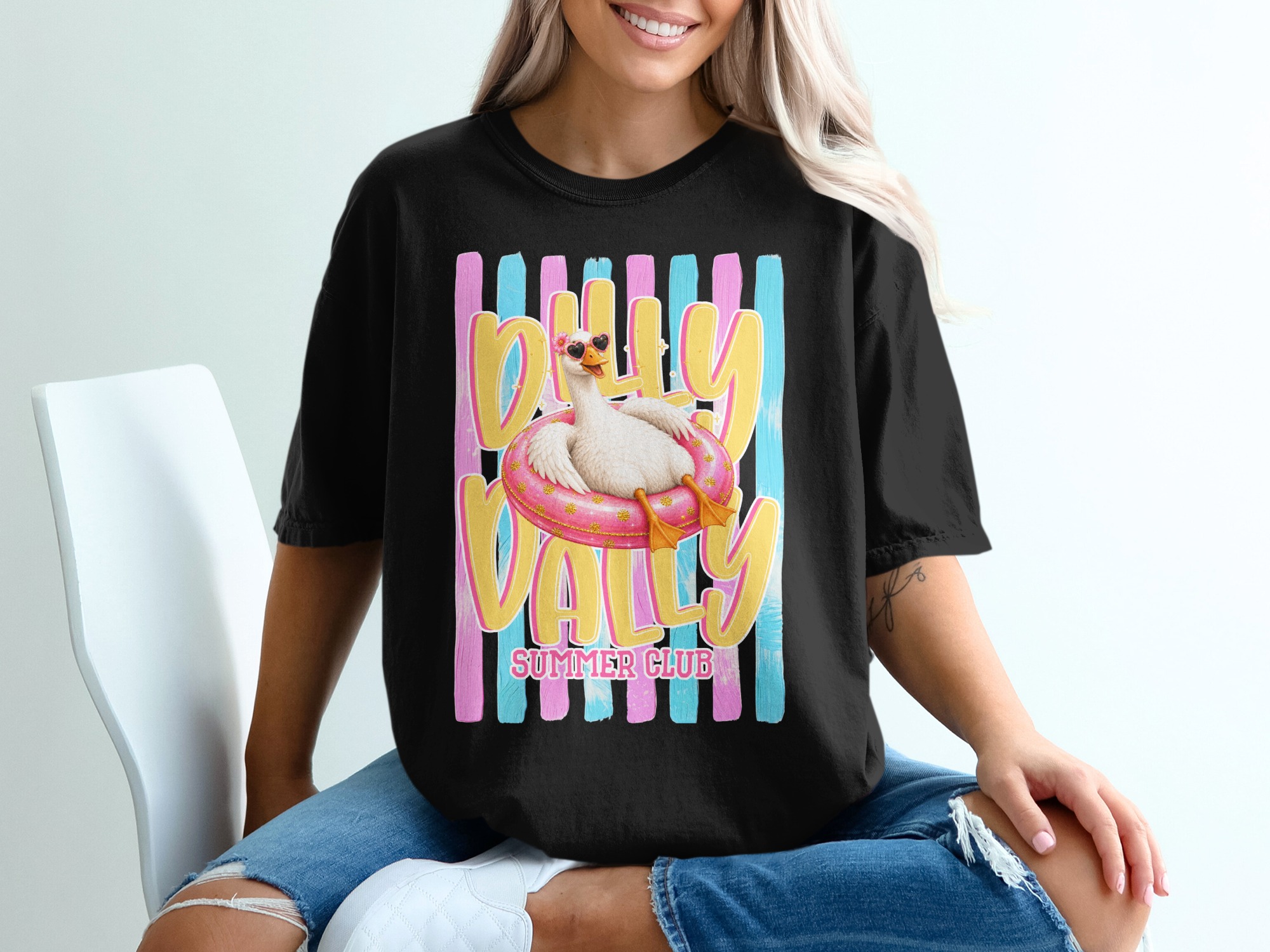 Comfort Colors ® Silly Sally Summer Club T-Shirt, Funny Goose Tee, Cute Heart Sunglasses Graphic, Retro Summer Vibe Shirt, Vacation Lake - Image 8