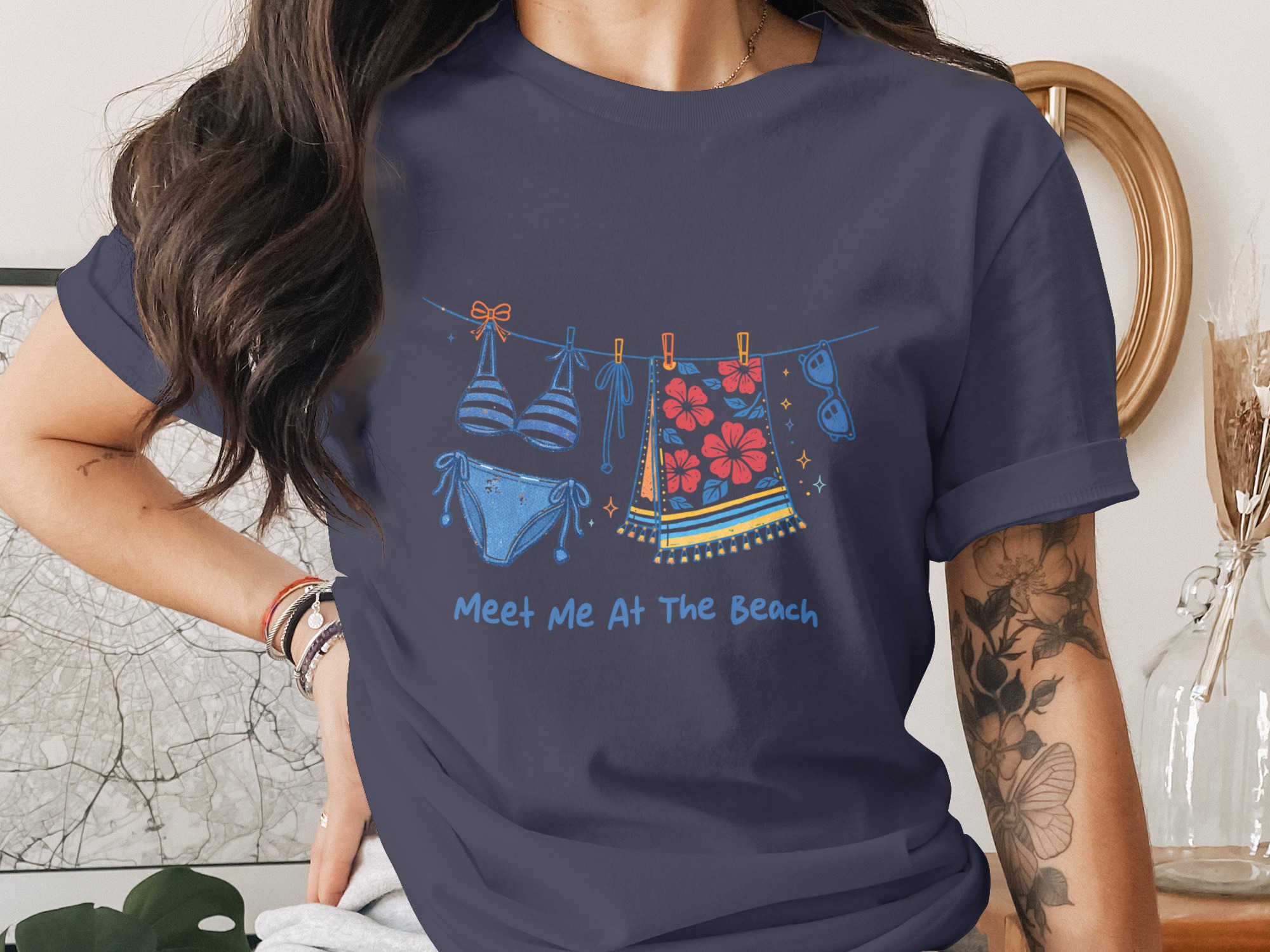 Meet Me At The Beach T-Shirt, Summer Vacation Tee, Coastal Graphic Apparel, Beach Lover Gift for Her, Relaxed Holiday Trip Shirt - Image 2