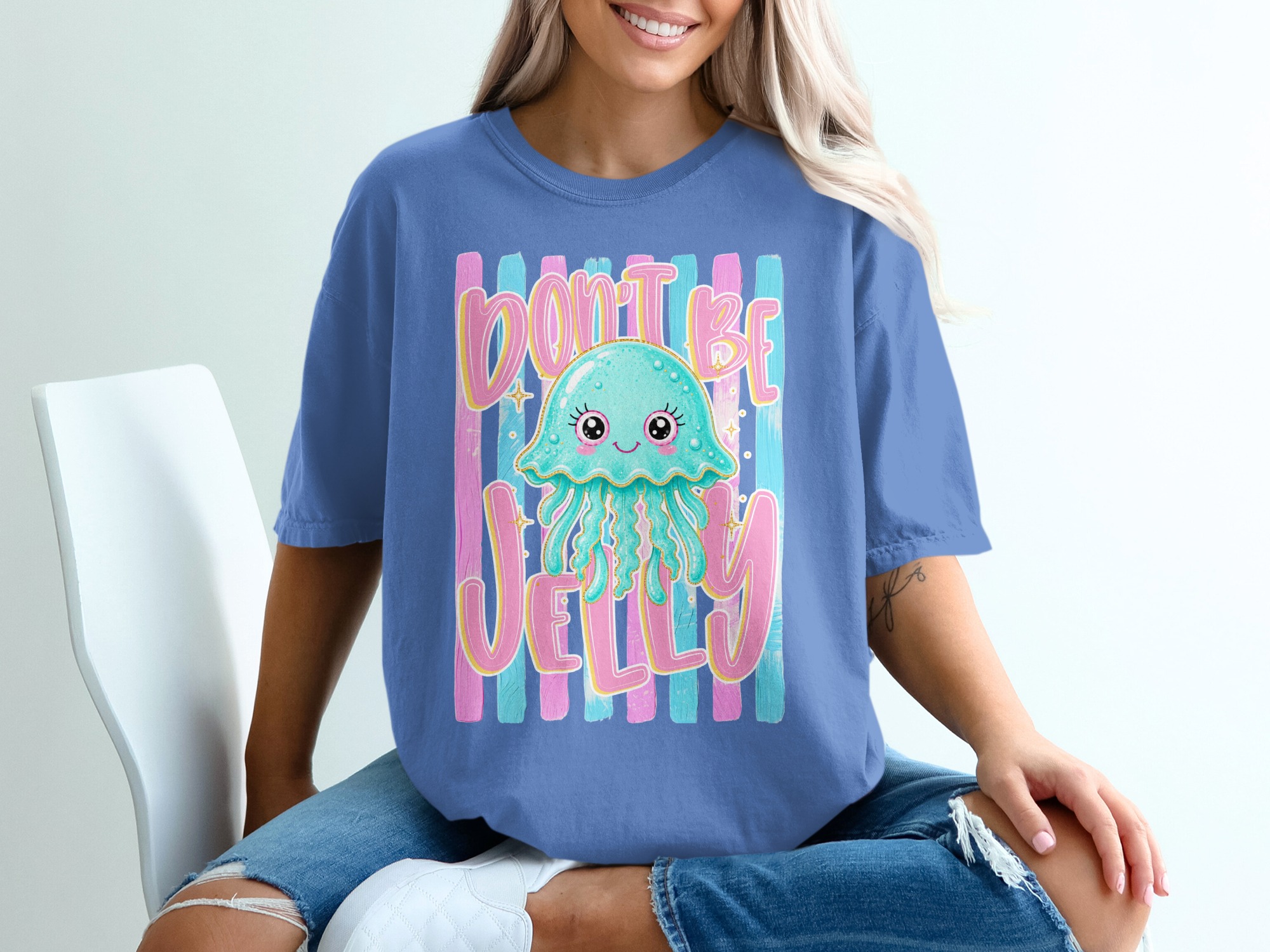 Comfort Colors ® Don't Be Jelly T-Shirt, Cute Kawaii Jellyfish Tee, Positive Vibes, Summer Ocean Lover Gift, Aesthetic Girl Shirt, Trendy - Image 20