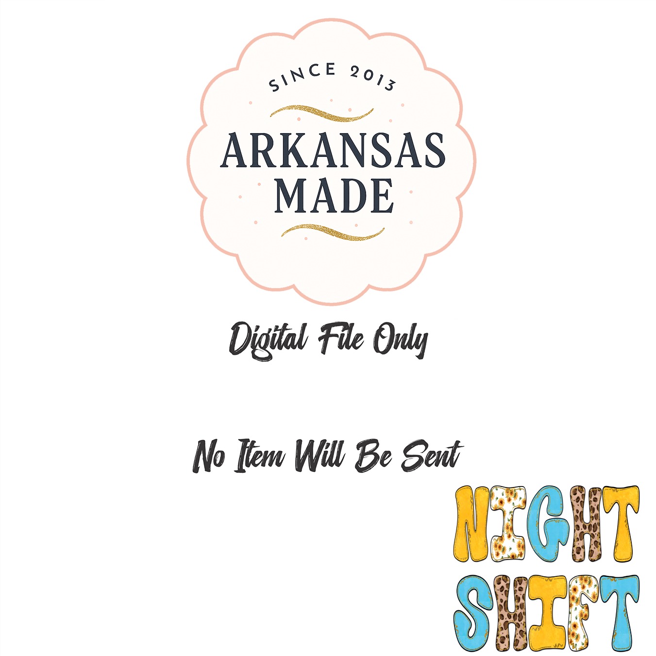 Night Shift SVG PNG Digital Download, Boho Leopard Sunflower Faux Glitter Effect Nurse Healthcare Worker Instant File - Image 3