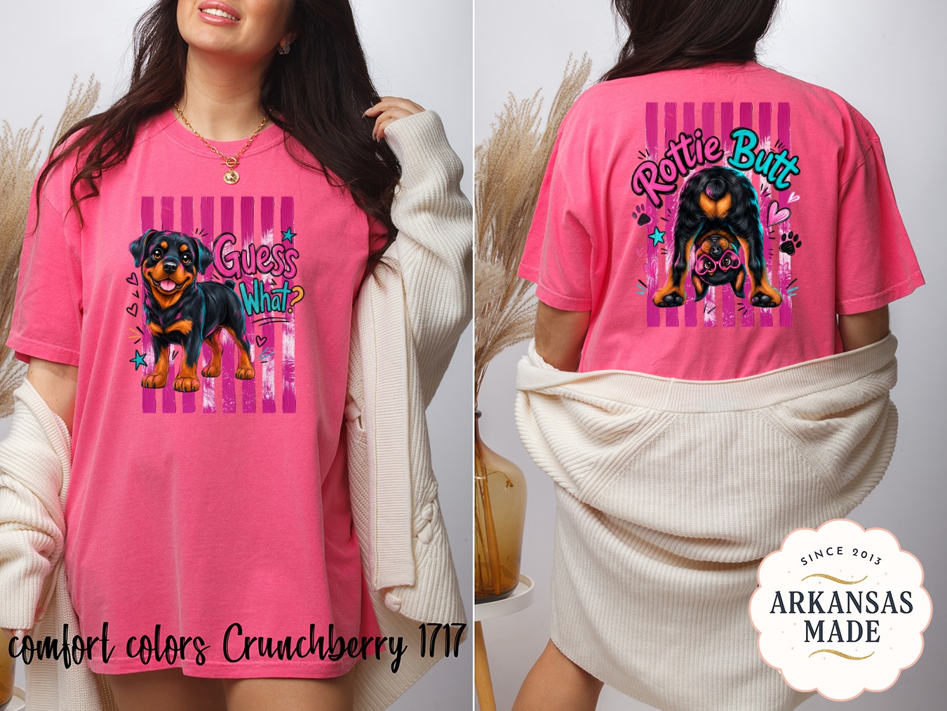 Rottweiler Puppy 'Guess What?' Comfort Colors ® T-Shirt | Cute Dog Lover Gift | Y2K Pink Grunge Tee - Image 4