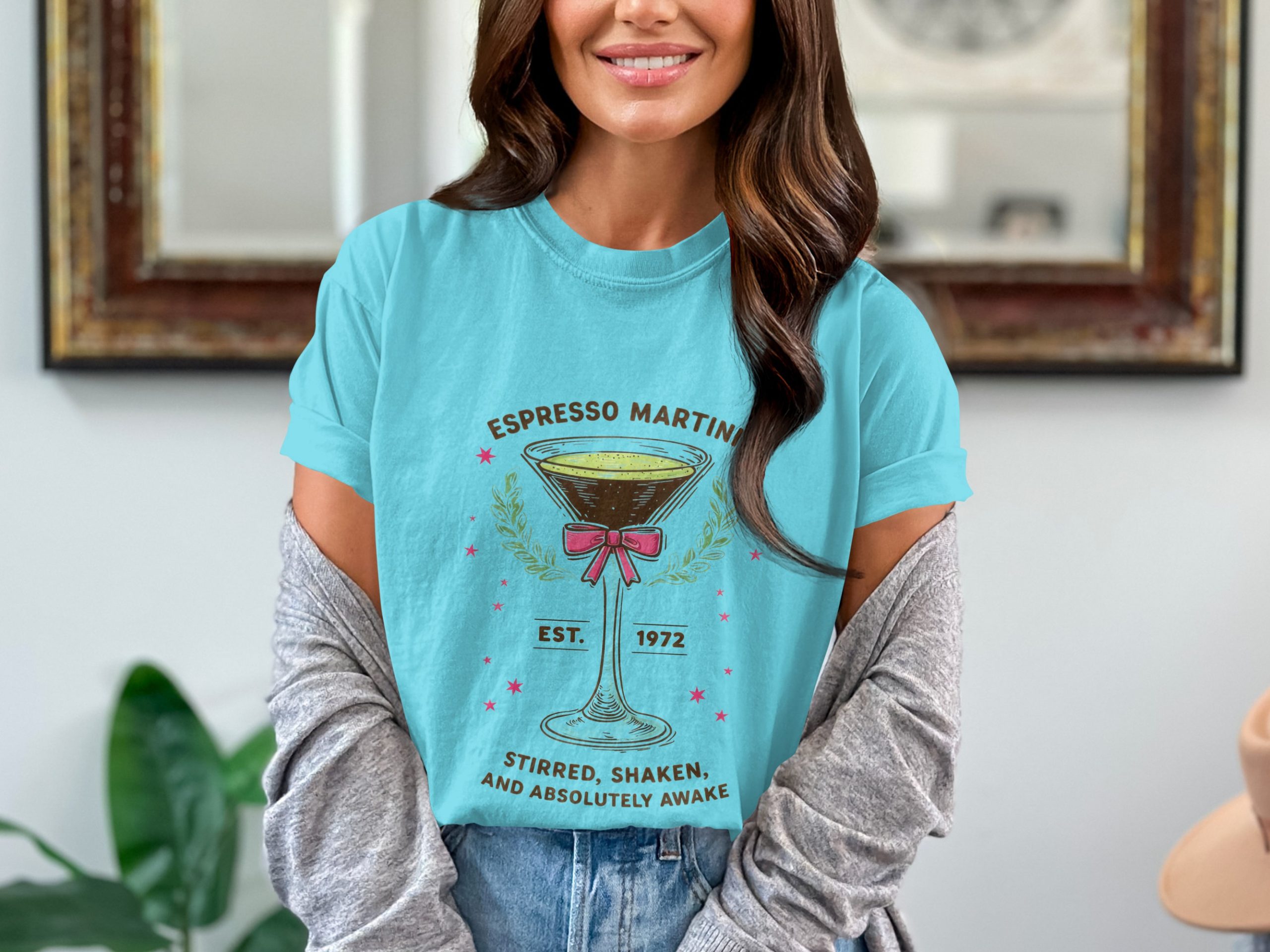 Comfort Colors® Espresso Martini T-Shirt, Retro Cocktail Lover Tee, Est 1972 Drink Shirt, Stirred Shaken Absolutely Awake Coffee Martini - Image 7