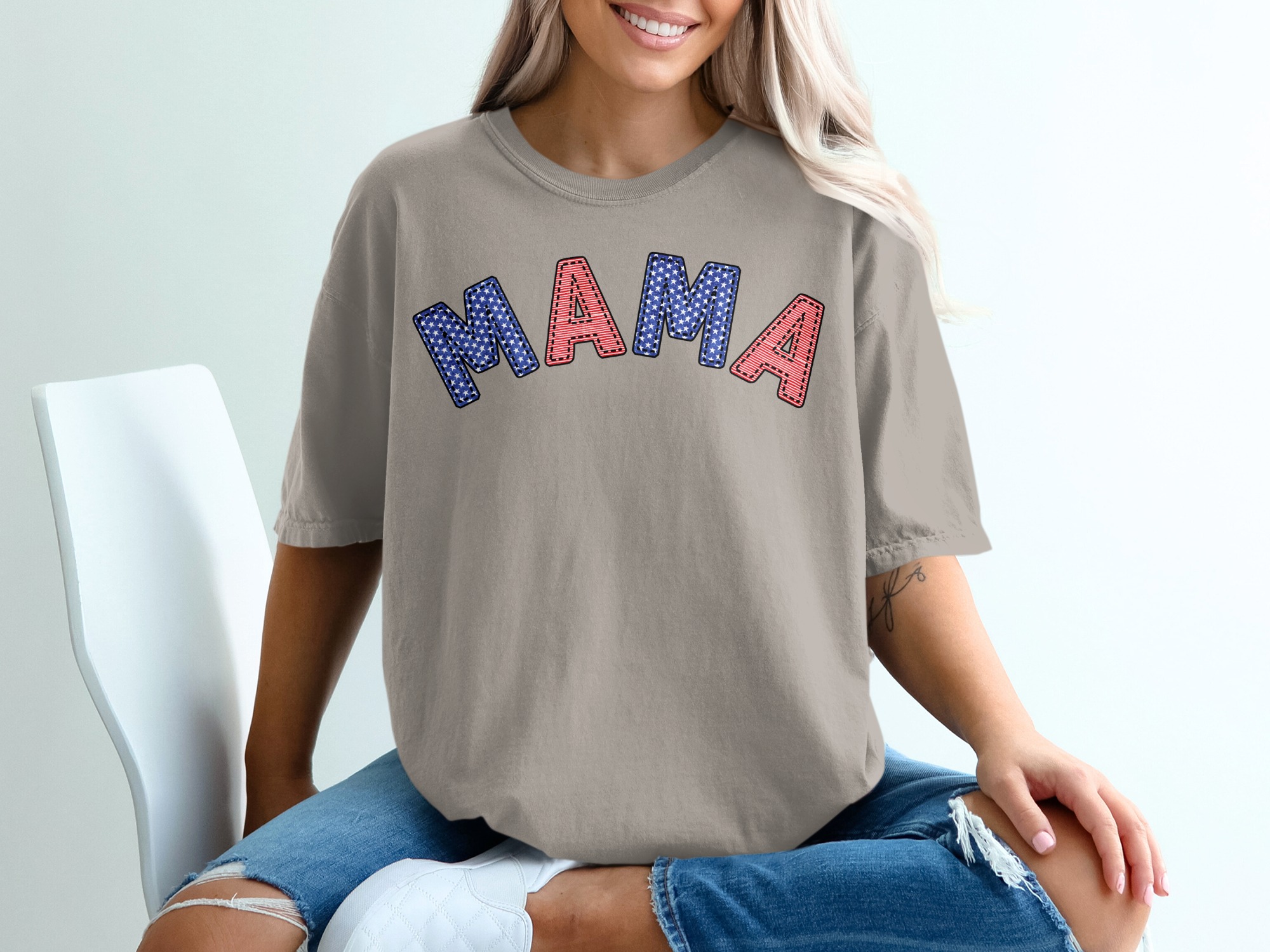 Patriotic Mama T-Shirt, American Flag Mama Shirt, 4th of July Mom Tee, USA Red White Blue Top, Memorial Day Mother's Day Gift for Her - Image 11