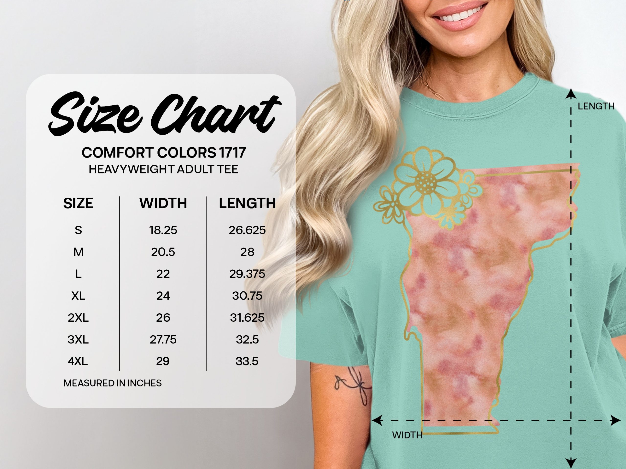 Vermont T-Shirt, Faux Gold Floral Watercolor Vermont State Tee, Unique New England State Pride Lover Gift Tee - Image 5
