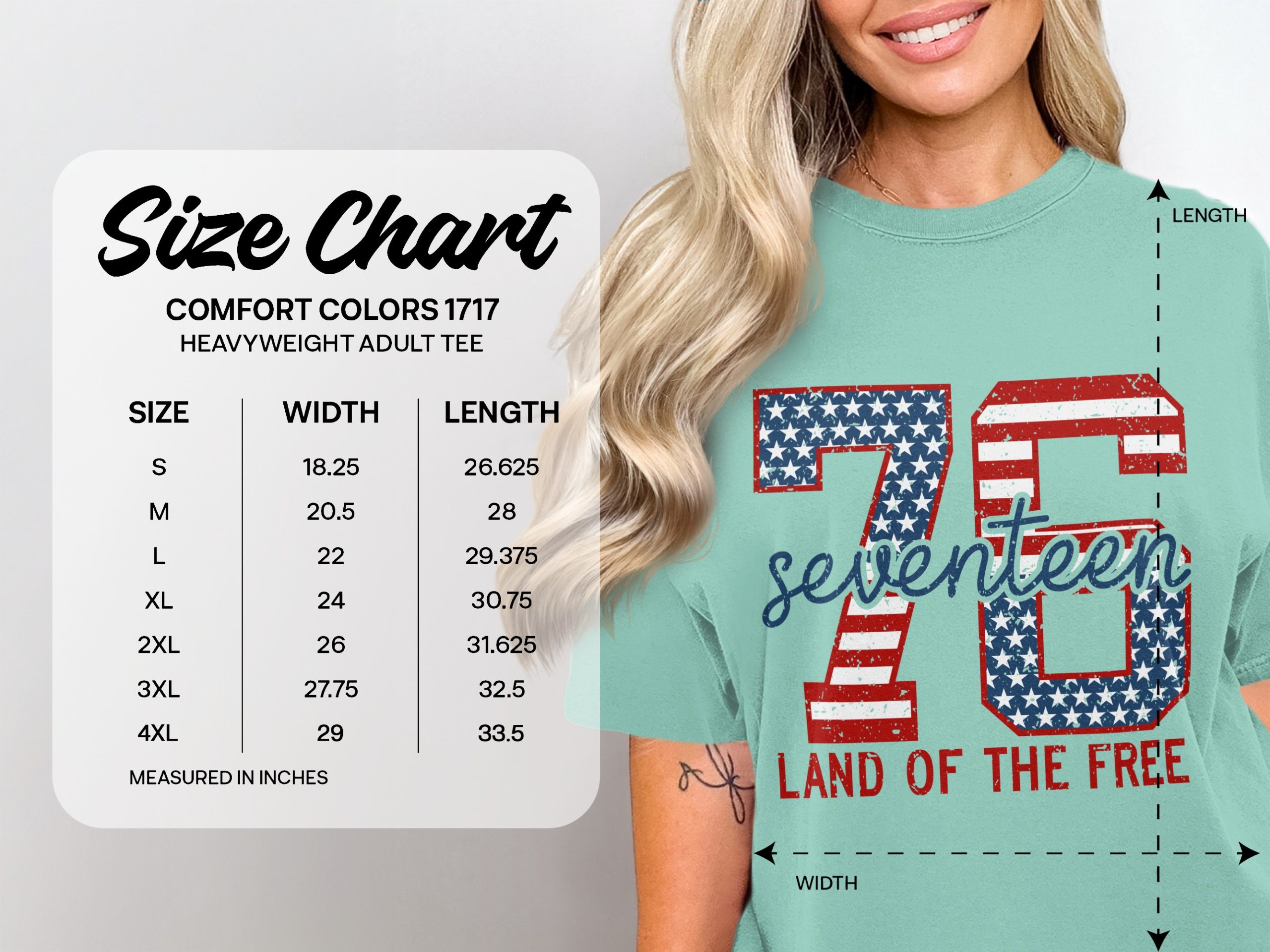 Patriotic 76 Seventeen Land of the Free T-Shirt, Distressed American Flag Tee, Vintage USA Pride Shirt, Independence Day Gift - Image 4