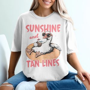 Sunshine and Tan Lines T-Shirt, Comfort Colors ® Funny Goose Beach Vacation Tee, Summer Vibes Gift