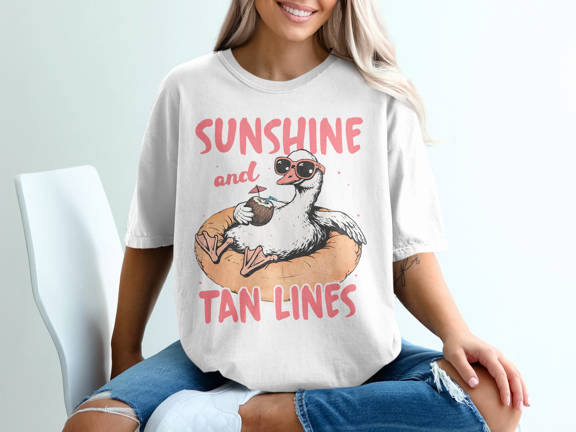Sunshine and Tan Lines T-Shirt, Comfort Colors ® Funny Goose Beach Vacation Tee, Summer Vibes Gift