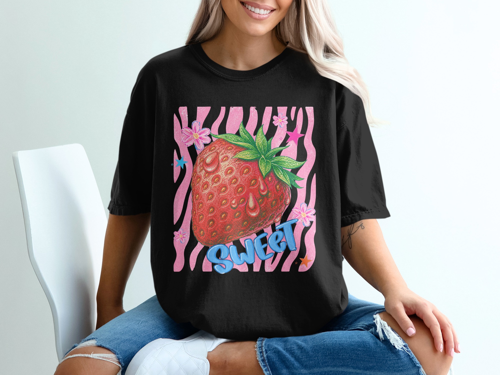 Sweet Strawberry Comfort Colors ® T-Shirt, Y2K Coquette Aesthetic Tee, Cute Fruit Graphic Shirt, Trendy Girly Gift for Her, Summer Vibes Top - Image 2