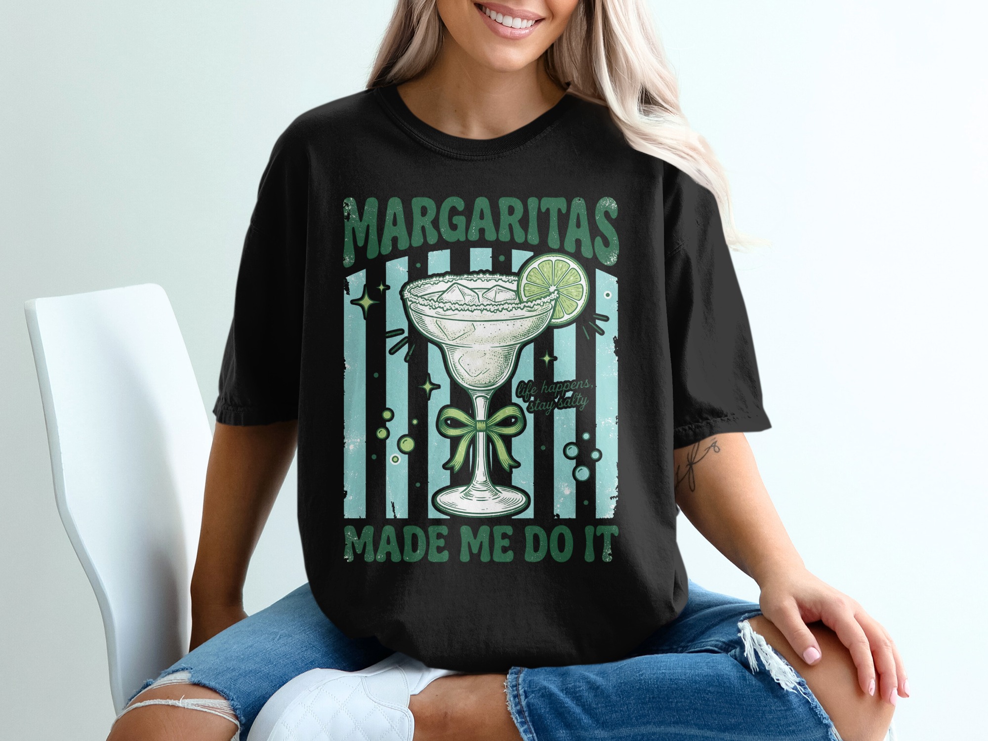 Margarita T-Shirt | Funny Drinking Shirt | Salty Life Vacation Tee | Bachelorette Party Gift for Her | Retro Cocktail Lover Summer Top - Image 5