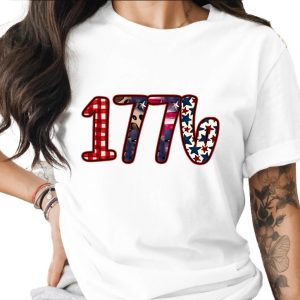 1776 Patriotic T-Shirt, Fourth of July America Tee, Distressed Americana Design, Independence Day Buffalo Plaid Leopard Print