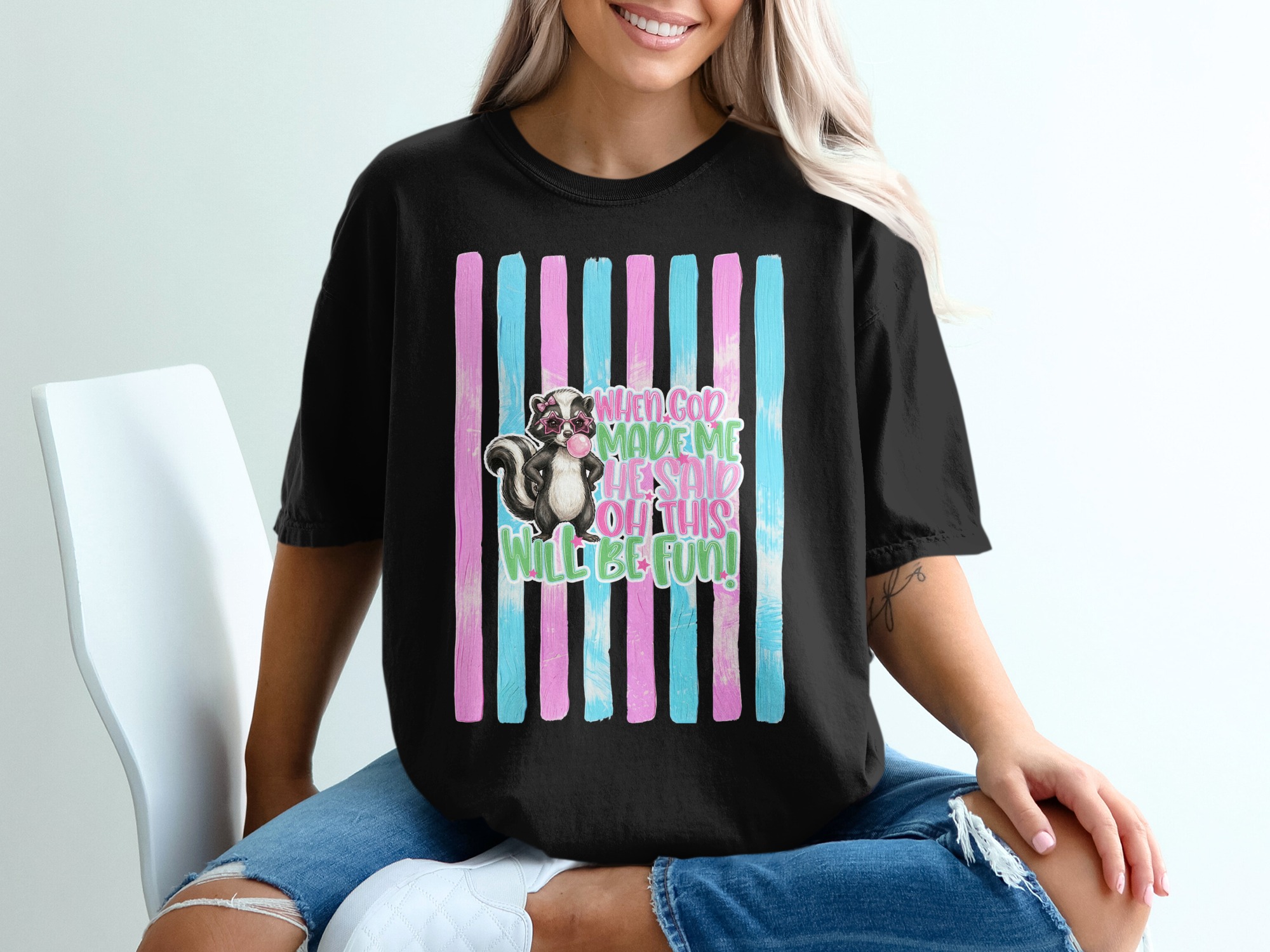 Comfort Colors ® Sassy Skunk T-Shirt, Funny Animal Quote Tee, Bubblegum Star Glasses, Cute Skunk Lover Gift, Whimsical Graphic Shirt - Image 8