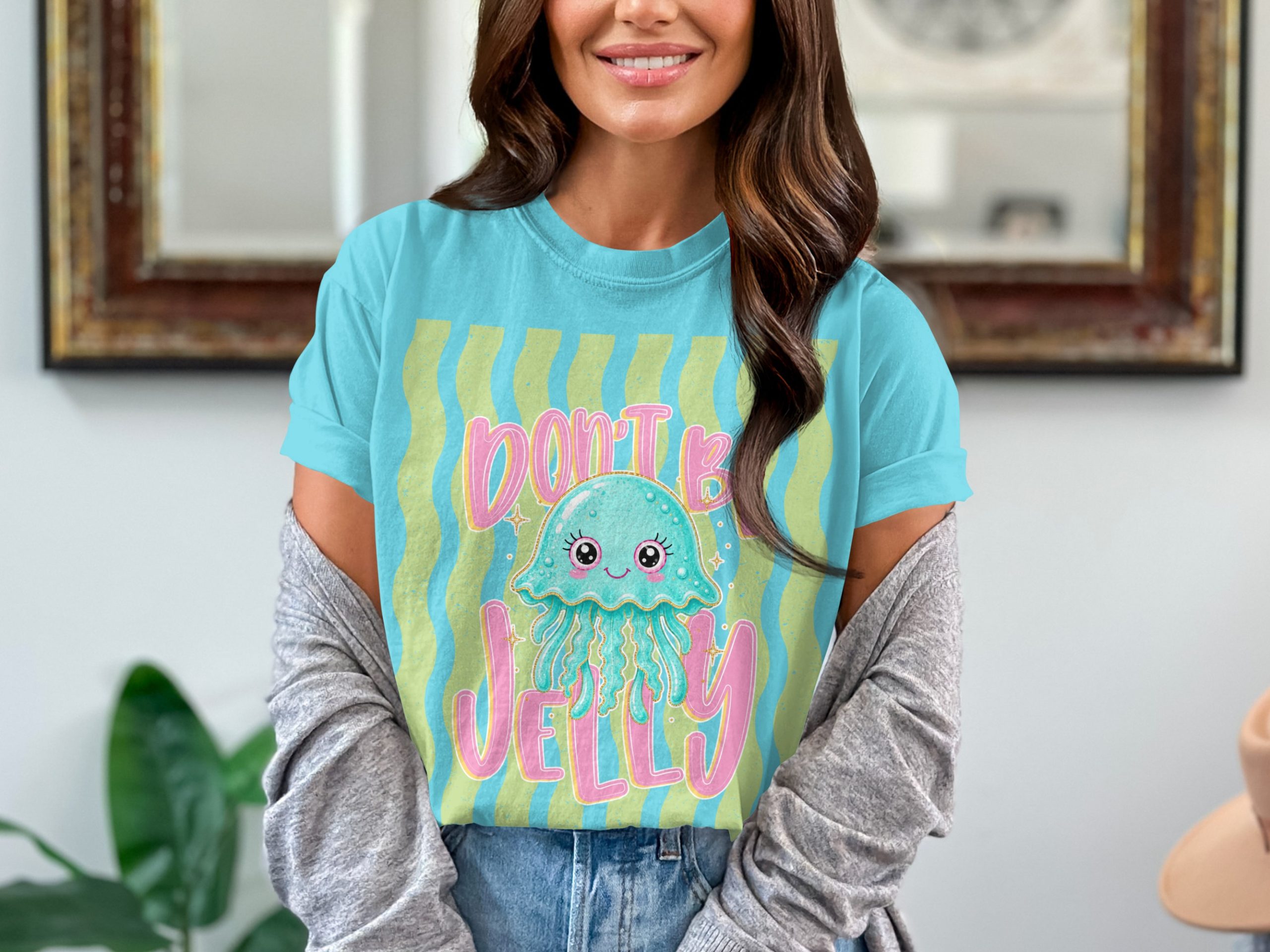 Comfort Colors® Don't Be Jelly T-Shirt, Cute Jellyfish Tee, Funny Ocean Pun Shirt, Summer Vacation Aesthetic, Kawaii Sea Creature Gift - Image 7