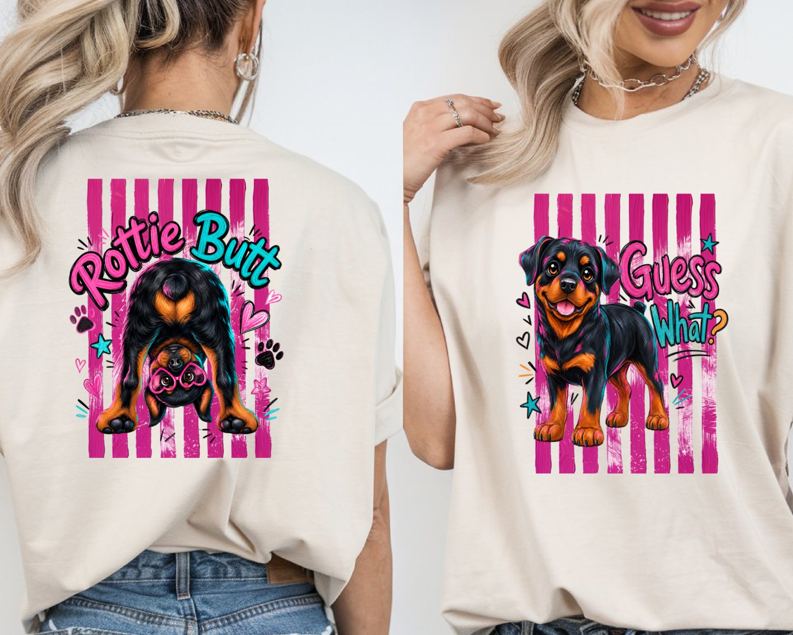 Rottweiler Puppy 'Guess What?' Comfort Colors ® T-Shirt | Cute Dog Lover Gift | Y2K Pink Grunge Tee - Image 2