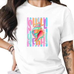 Comfort Colors ® Shell Yeah T-Shirt, Vibrant Seashell Beach Tee, Summer Vacation Coastal Shirt, Preppy Beachy Gift for Her, Fun Ocean Pun