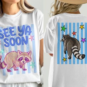 See Ya Soon Raccoon T-Shirt, Funny Animal Lover Tee, Comfort Colors 1717® Front and Back Design, Vintage Quirky Graphic Gift