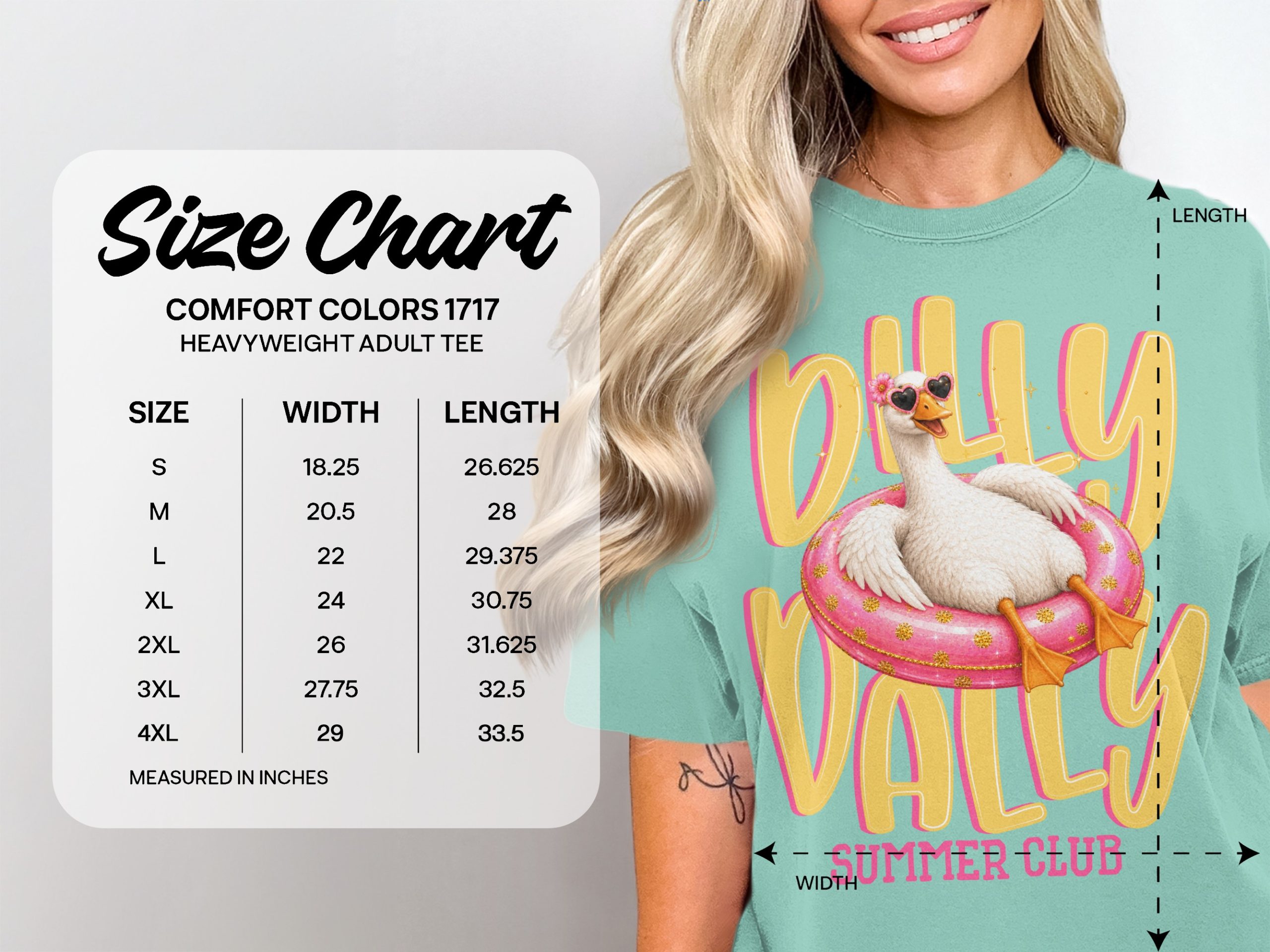 Dilly Dally Summer Club T-Shirt, Retro Goose with Pink Heart Sunglasses Tee, Funny Vacation Bird Graphic Tee, Cute Summer Apparel Gift - Image 4