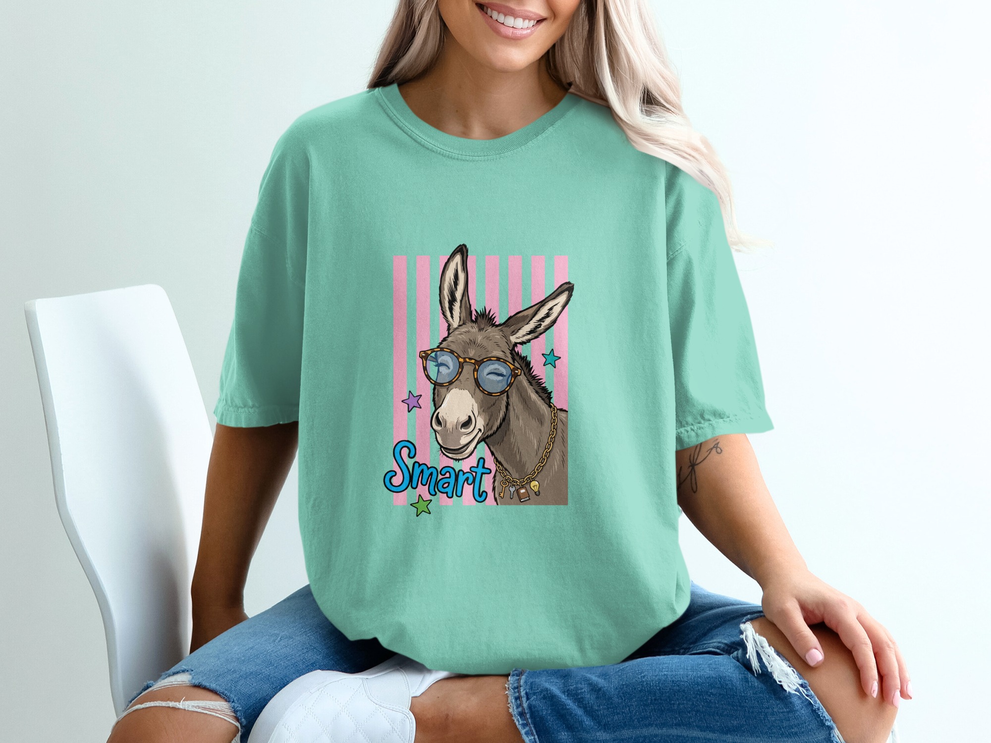 Comfort Colors® Smart Donkey T-Shirt, Funny Animal Tee, Cute Donkey with Glasses Shirt, Humorous Graphic Apparel, Quirky Gift Idea - Image 10