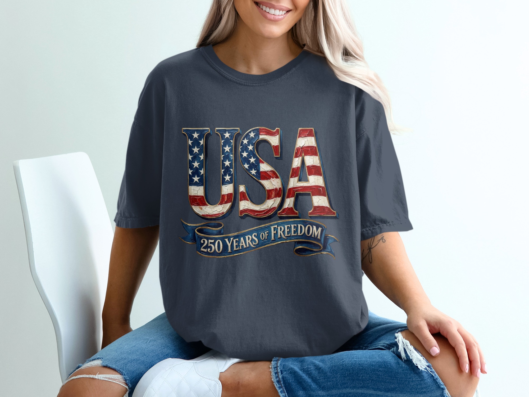 USA 250 Years of Freedom T-Shirt, Patriotic American Anniversary Tee, Vintage Flag Design, Independence Day Gift, Freedom Celebration Shirt - Image 12