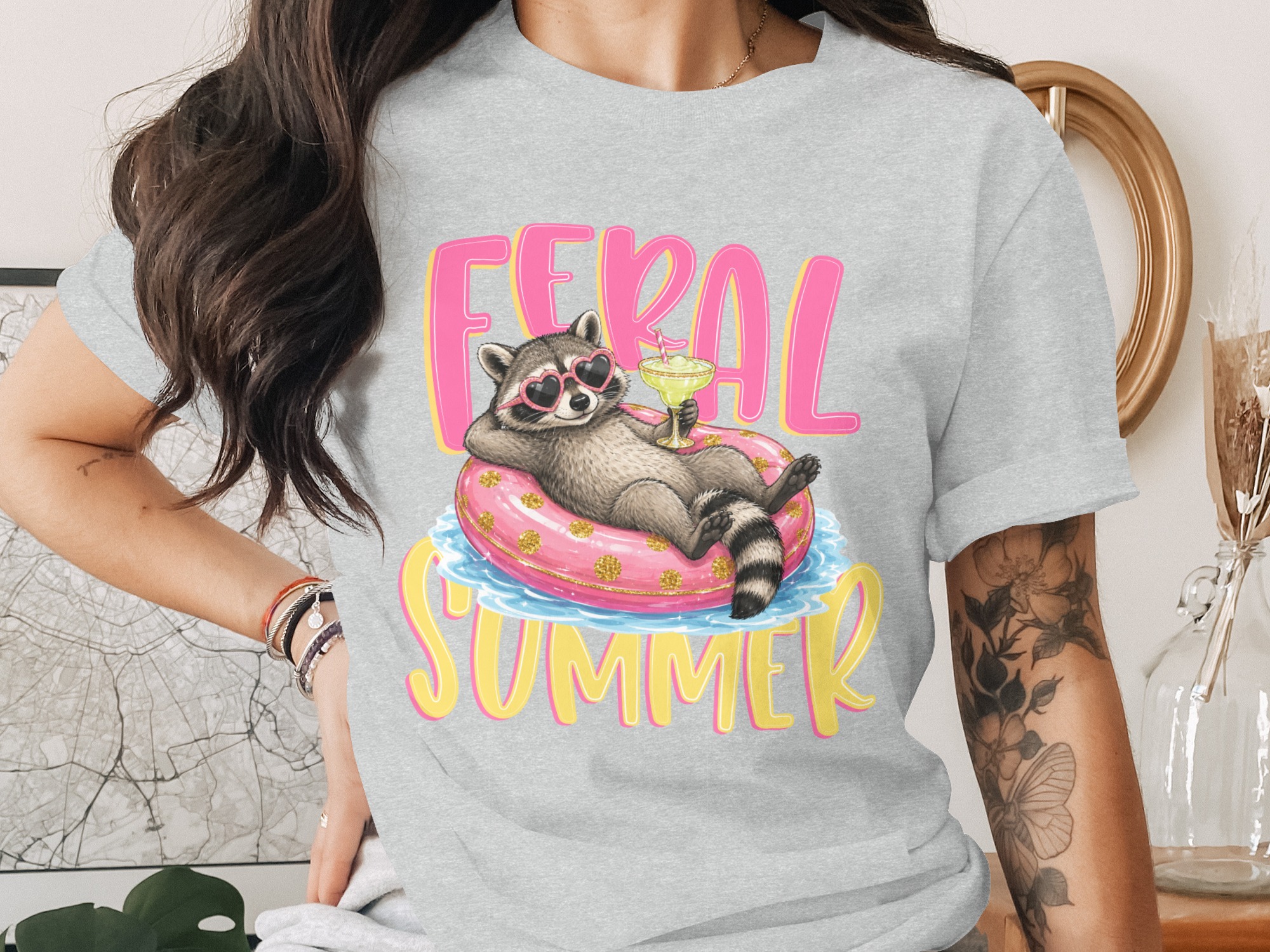 Feral Summer Raccoon T-Shirt, Funny Animal Lover Tee, Vacation Mode Shirt, Unbothered Raccoon Gift for Her, Cute Graphic Top - Image 2
