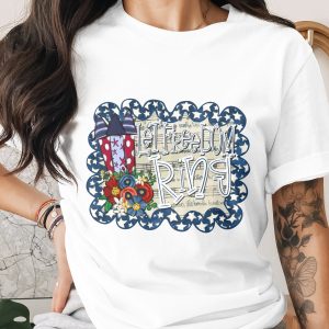 Let Freedom Ring T-Shirt, Patriotic 4th of July Shirt, Americana Tee with Flowers & Fireworks, Vintage Summer Top for Freedom Lovers