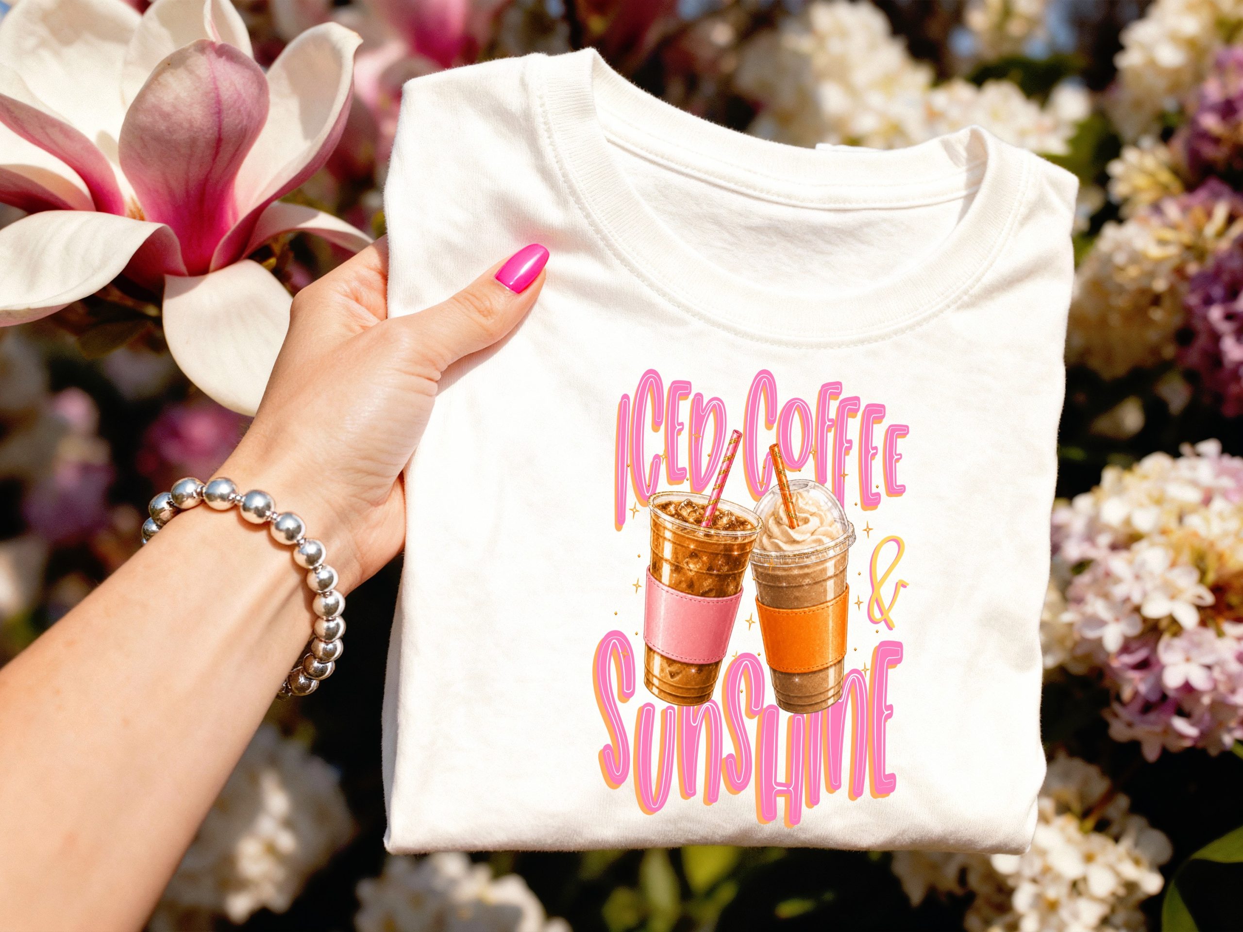 Iced Coffee Sunshine T-Shirt, Summer Vibes Gift, Coffee Lover Aesthetic Tee, Cute Caffeine Graphic Shirt, Women's Trendy Top - Image 3