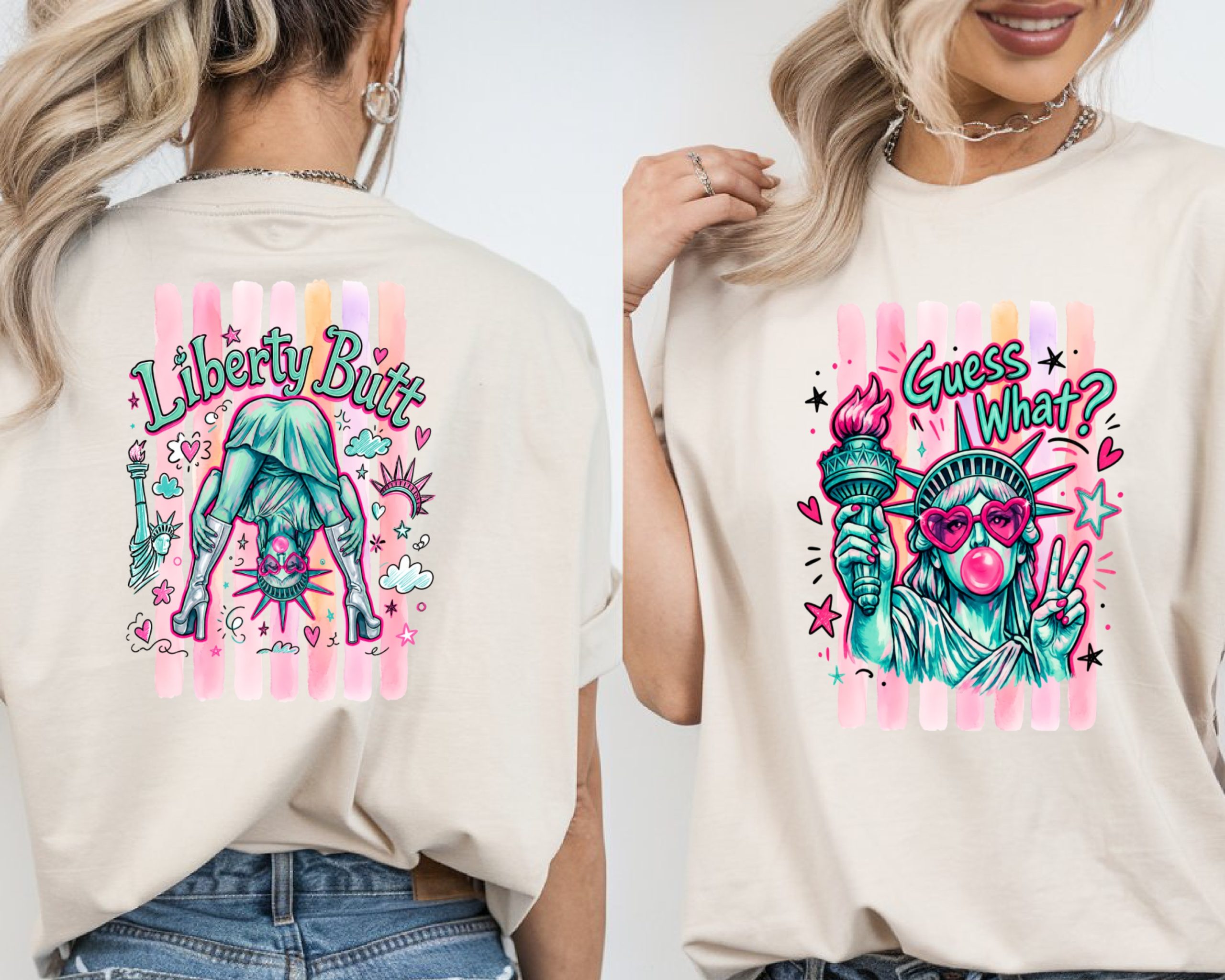 Statue of Liberty Pop Art T-Shirt, Comfort Colors ® Guess What Bubblegum Tee, Y2K Aesthetic Funny Graphic Shirt Gift - Image 2