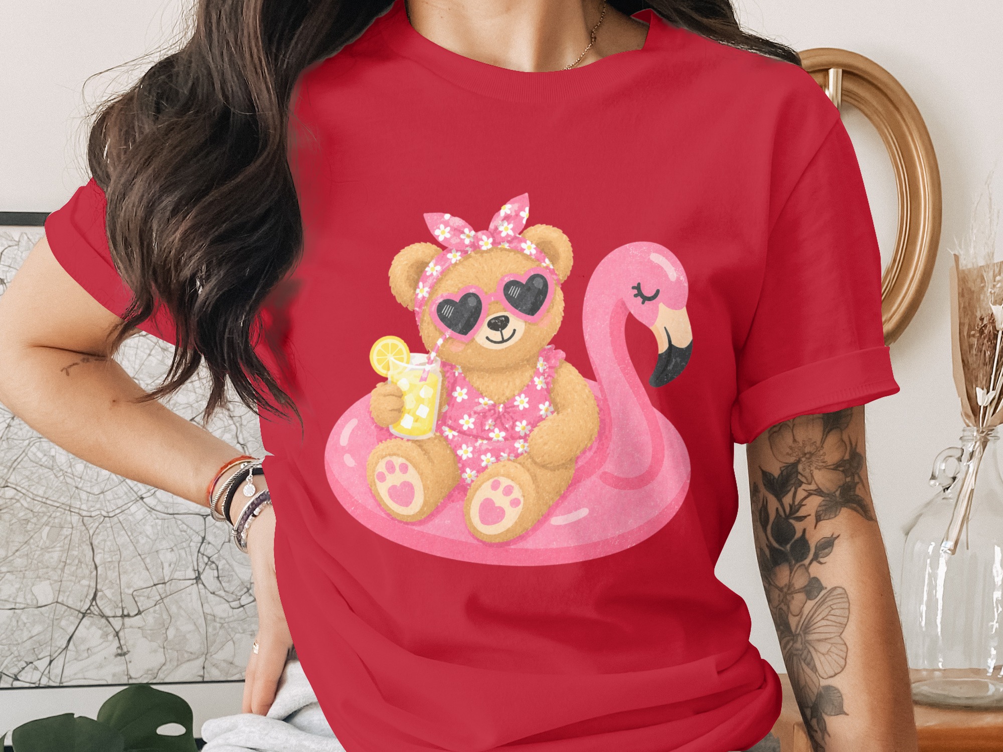 Summer Fun Teddy Bear Pool Party T-Shirt - Image 2