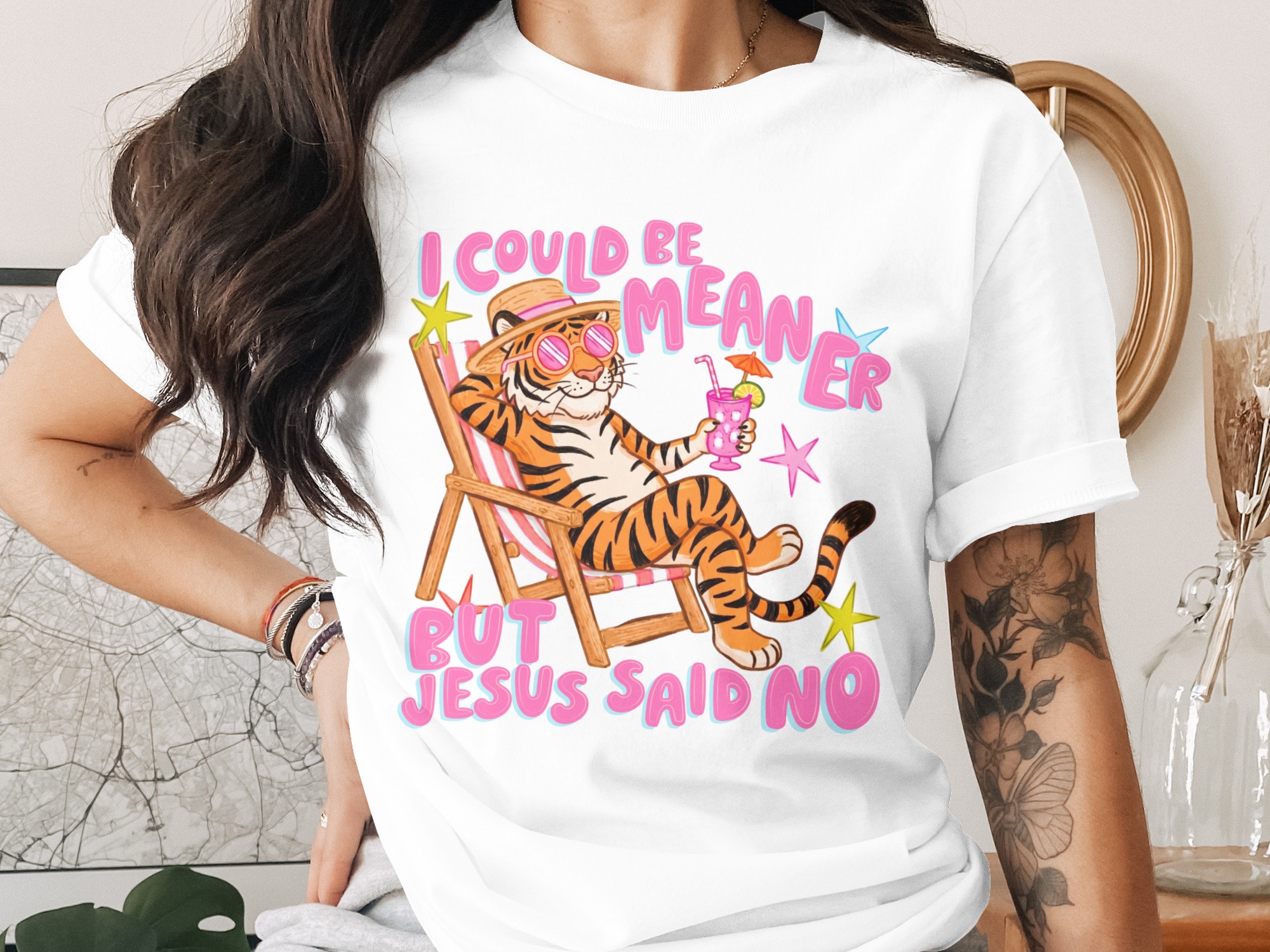 Sarcastic Jesus Said No T-Shirt, Funny Christian Meme Tee, Chill Tiger Vacation Shirt, Witty Faith Humor Gift, Bible Quote Tee