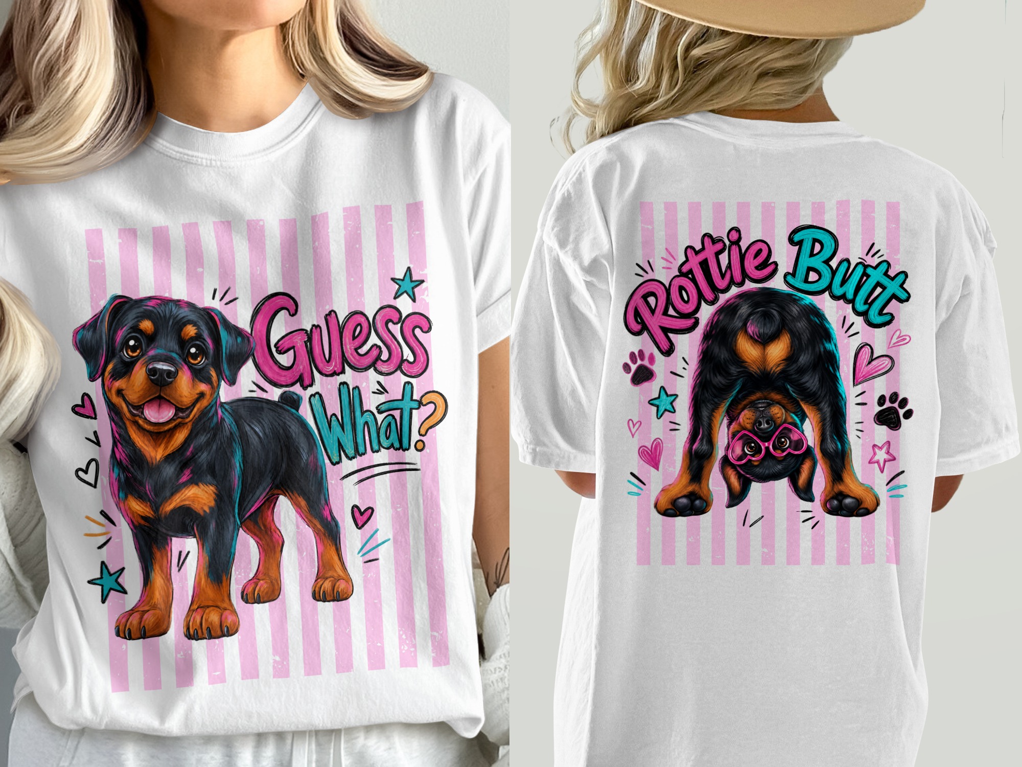 Playful Rottweiler T-Shirt, Comfort Colors ® Cute Puppy Dog Mom Gift, Y2K Aesthetic Tee, Vibrant Pet Lover Shirt