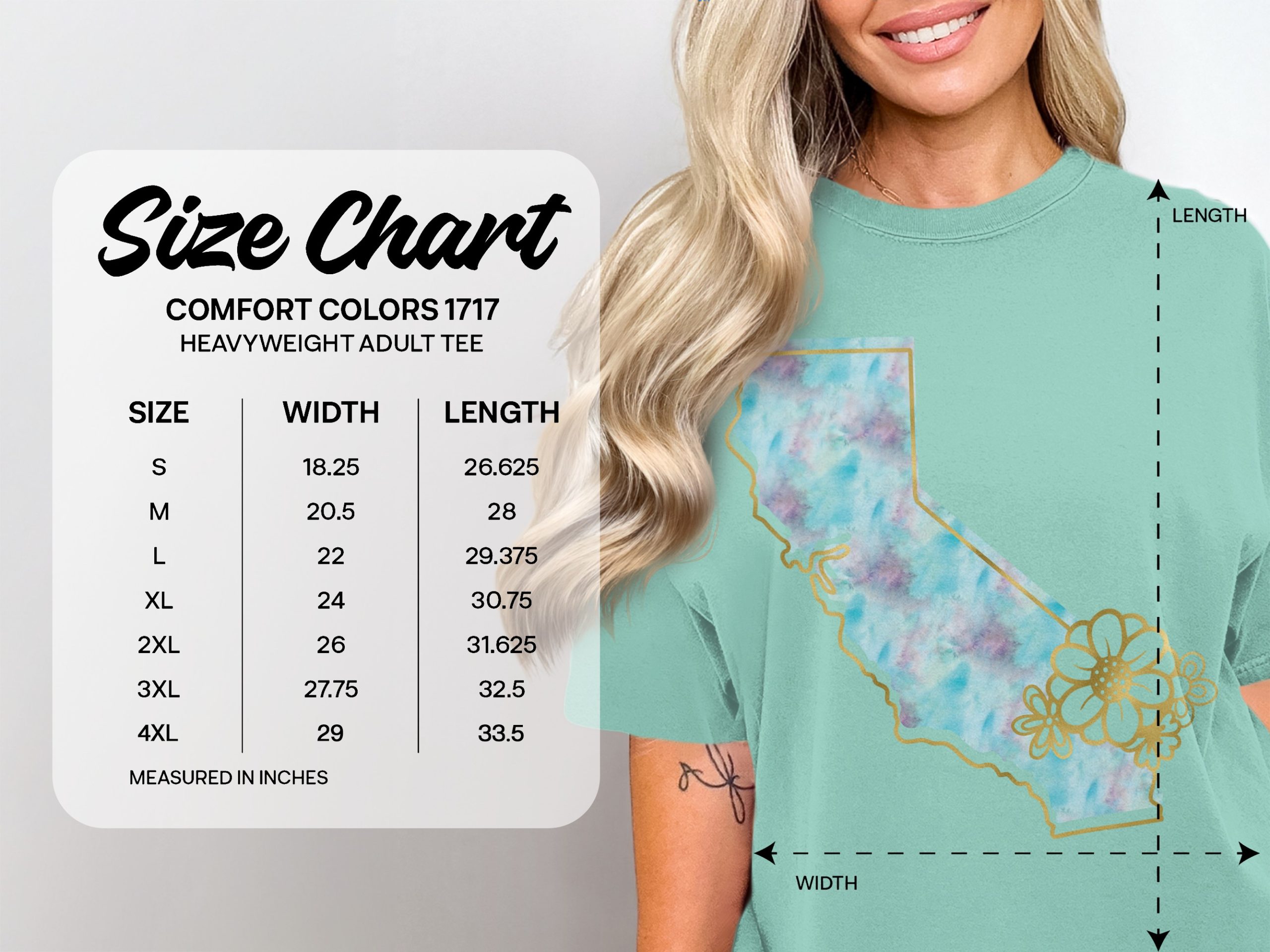 Watercolor California Floral T-shirt, Golden State Faux Gold Outline Tee, Boho California Lover Gift, Women's Travel Tee - Image 4