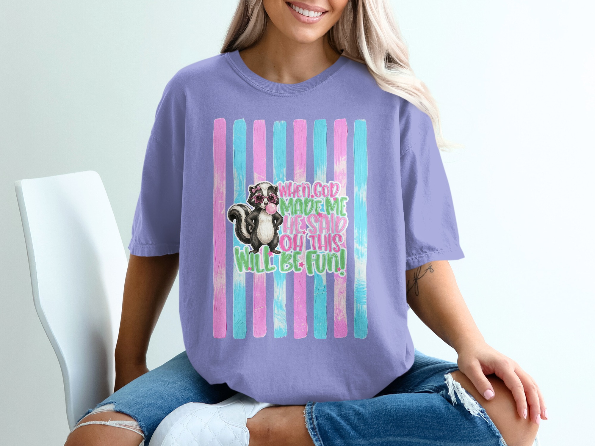 Comfort Colors ® Sassy Skunk T-Shirt, Funny Animal Quote Tee, Bubblegum Star Glasses, Cute Skunk Lover Gift, Whimsical Graphic Shirt - Image 18