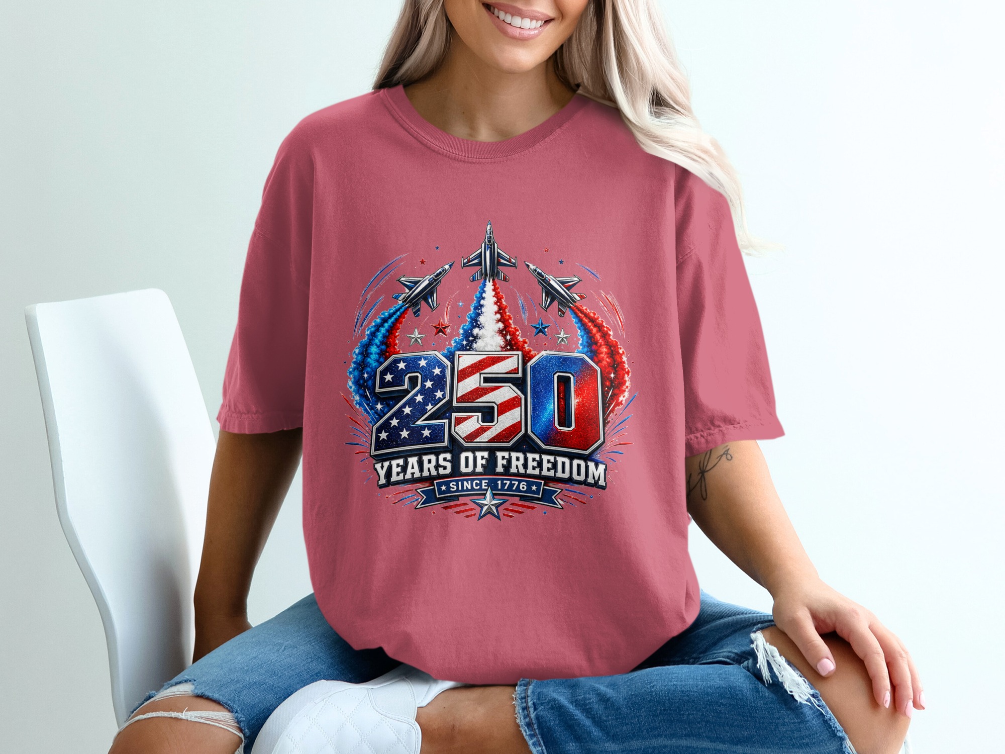 250 Years of Freedom T-Shirt | Patriotic US Independence Day Since 1776 Tee | Military Veteran American History Gift - Image 15