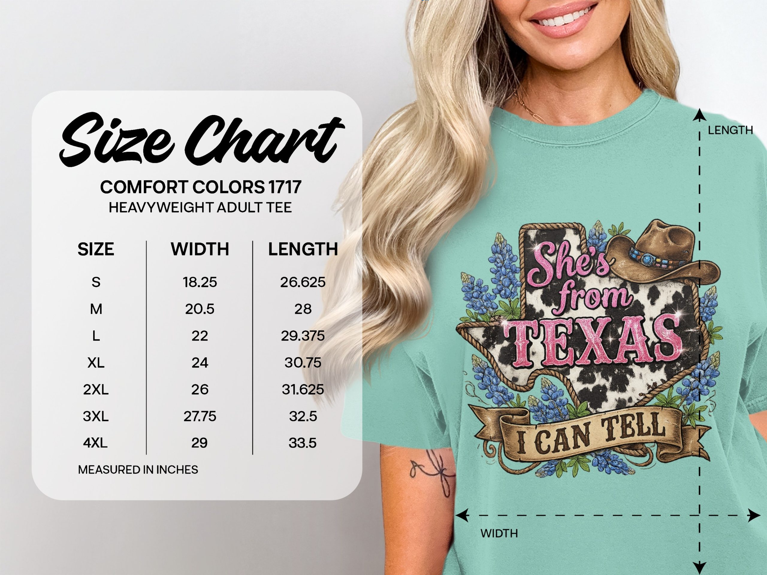 She's from Texas T-Shirt, Cow Print Bluebonnet Texas Tee, Western Country Style Southern Pride Gift for Her - Image 6